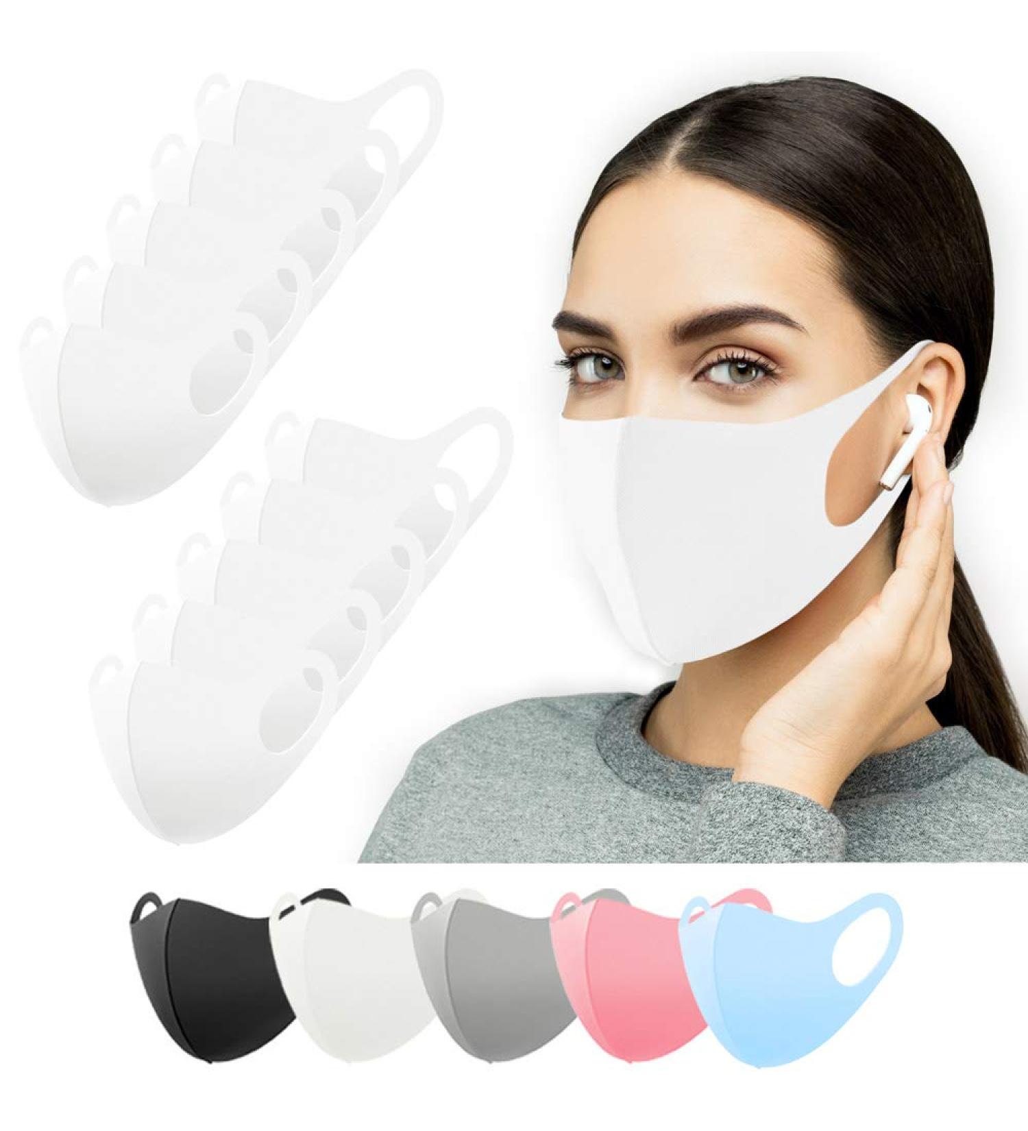 Fabric Face Masks for Adults & Kids - 10 Washable White Masks | Everyday Protection - Buy Online on GoSupps.com