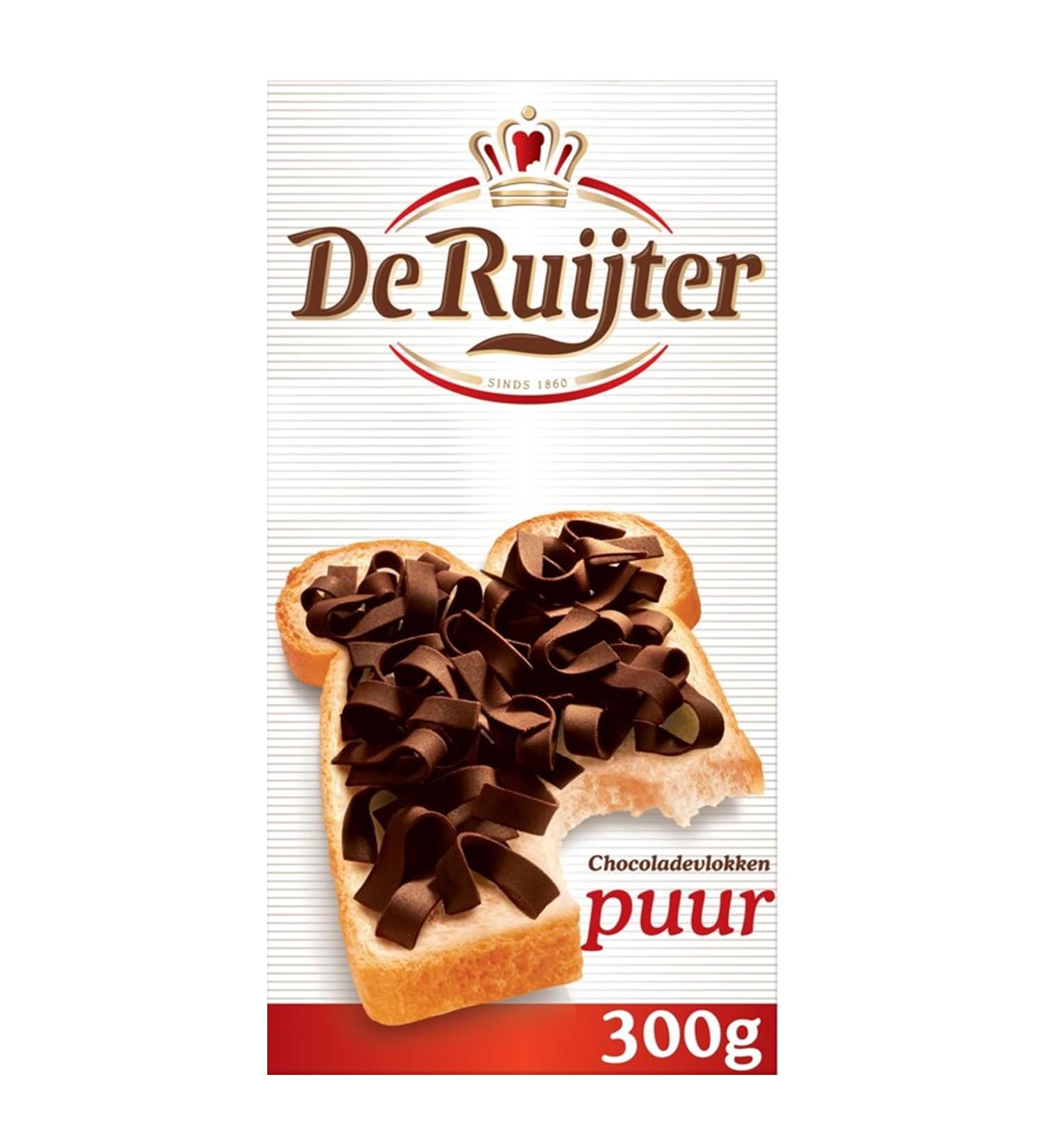 The Ruijter Chocolate Flakes Pure Dark Chocolate Flakes 300 g Pack of 14 - Buy Online on GoSupps.com