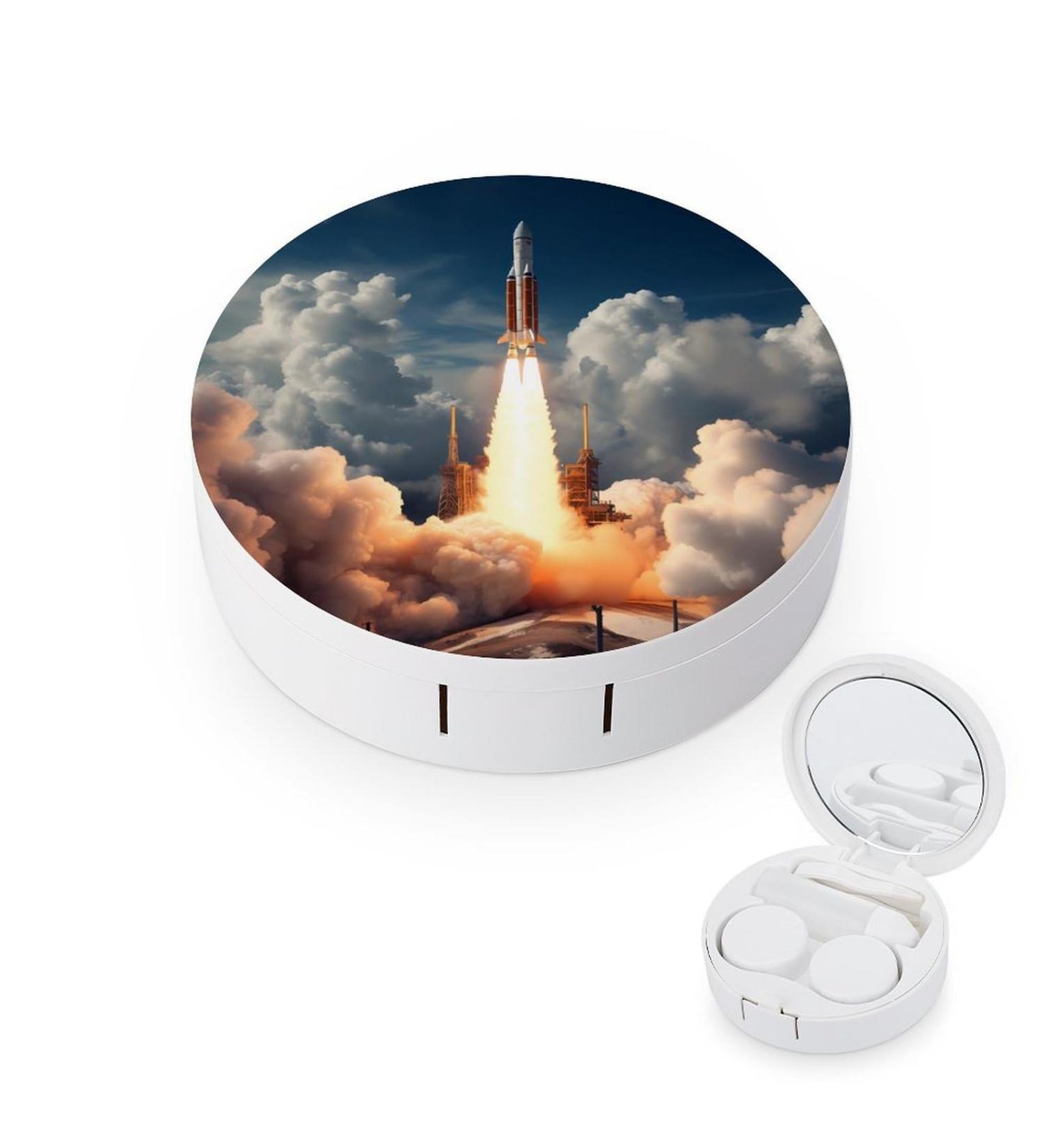 NASA Rocketship Contact Lens Case with Mirror - Portable & Cute Travel Kit for Eye Contact Lenses - Buy Online on GoSupps.com