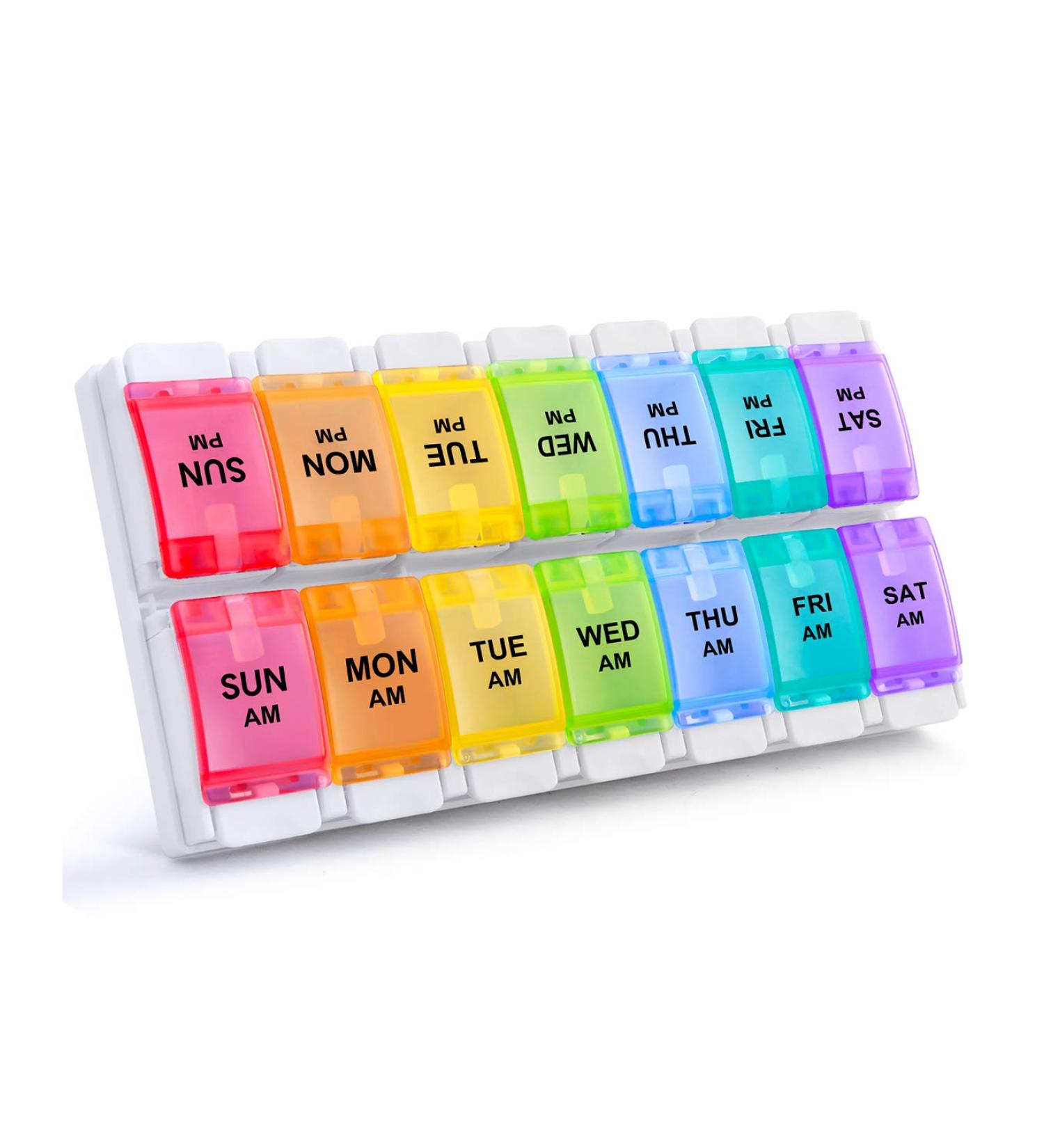 Large Weekly Pill Organizer - Sukuos 7 Day Pill Box with Easy Push Button Design - Buy Online on GoSupps.com