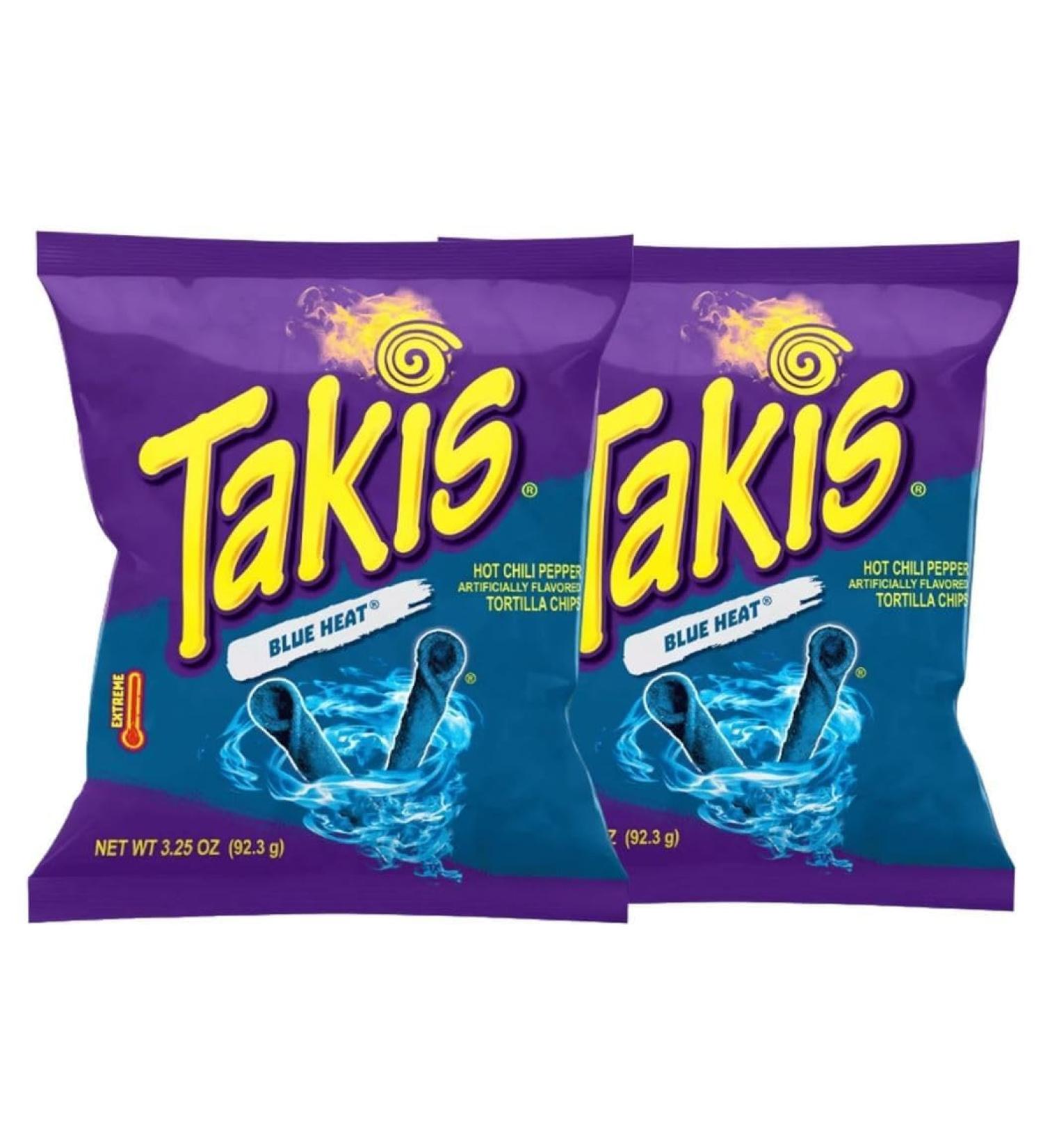 2x Takis Blue Heat each 92.3g Hot Chilli Pepper Tortilla Chips Pepper