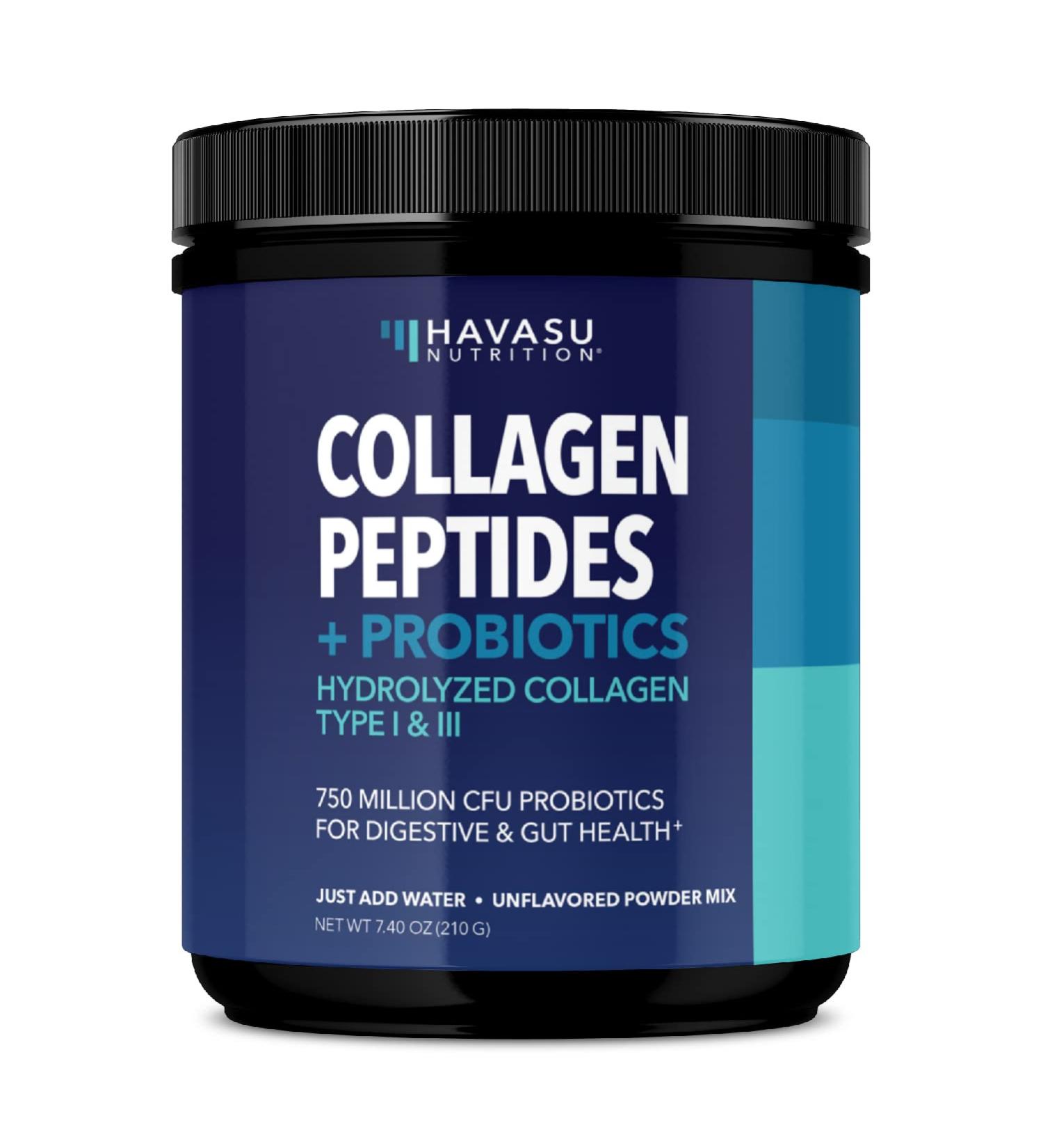 Collagen Peptides Powder with Probiotics - Grass-Fed Hydrolyzed Type I & III for Hair Skin and Nail Health - GLP-1 Nutritional Support for Digestion - Easy-to-Mix Unflavored 1-Month Supply - Buy Online on GoSupps.com