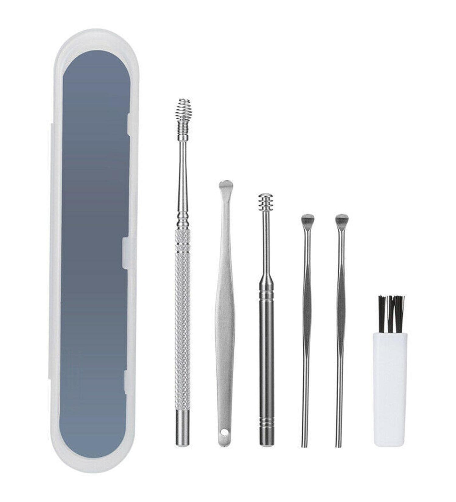 Xiaoyaoyou 6 Stainless Steel Earwax Pickups Ergonomic Design Handle Innovative Spring Shape Ear Scoops Ear Cleaning Tools - Buy Online on GoSupps.com