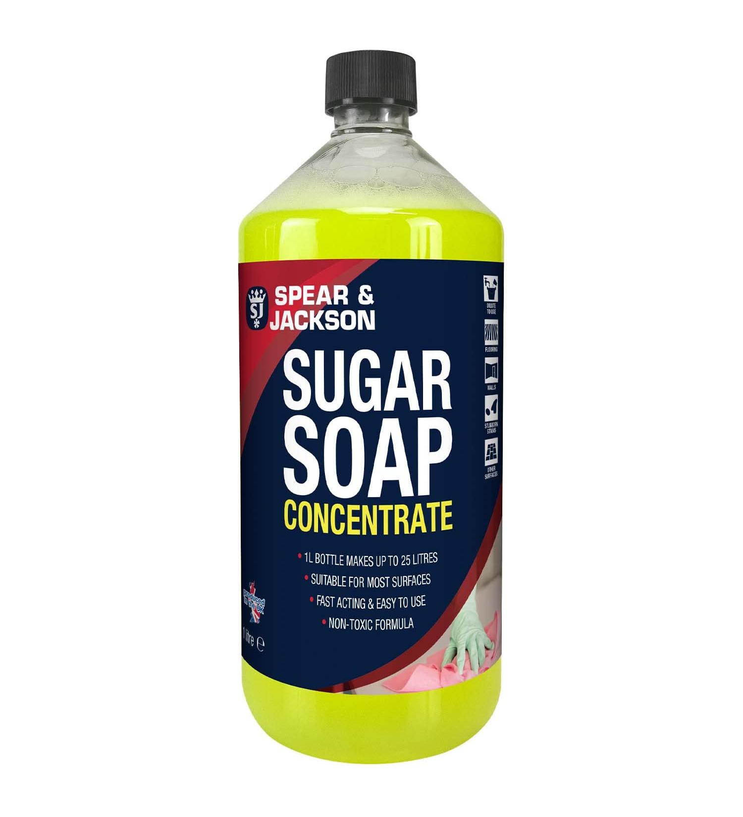 Spear and Jackson - Sugar Soap Concentrate1 Litre - Cleaning Walls Grease Grime Dirt and Stain Remover Kitchen Degreaser Versatile Cleaner
