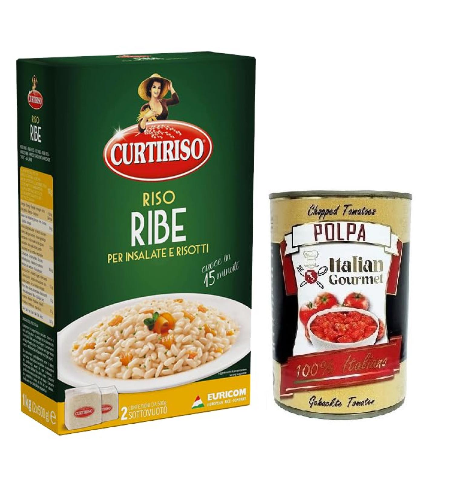  Italian Gourmet E.R. Curtiriso Ribe Ribe 100% Italian Rice Ideal for Salads and Risottos 15 Minutes 1 kg Pack + Italian Gourmet Tomato Pulp Box 400 g - Buy Online on GoSupps.com