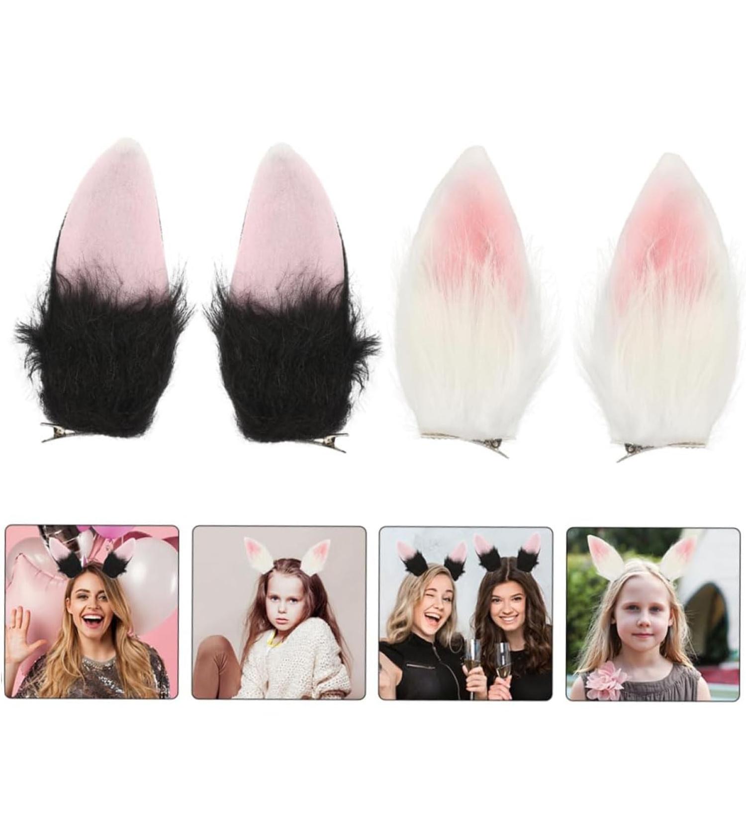 DUJIAOSHOU 2 Pairs Alligator Hairpins Bunny Ears Women Bunny Hair Clips Cosplay Rabbit Ear Headdress Hair Clip Accessories Plush Aldult - Buy Online on GoSupps.com