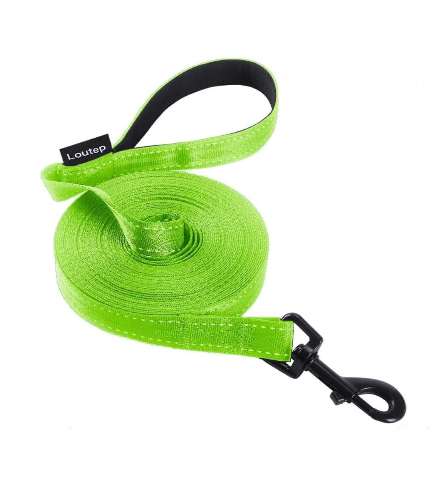 Shop Loutep Reflecting Training Lines for Dogs - 3m to 30m | Durable Nylon Leashes with Padded Handles for All Sizes | Light Green - Buy Online on GoSupps.com