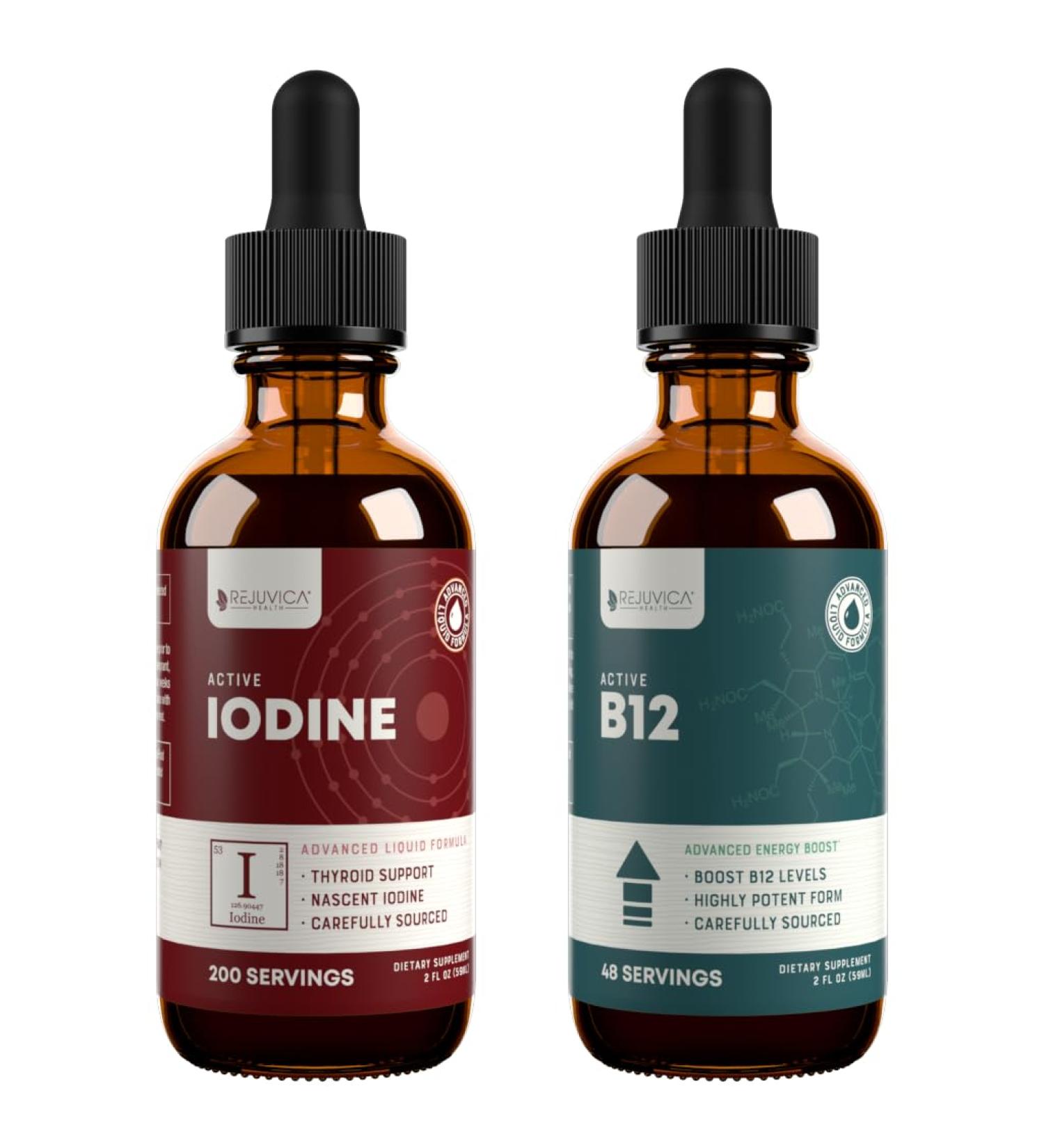 Rejuvica Health Active Iodine + Active B12 Bundle - Energy Support Bundle - Advanced Liquid Delivery - Buy Online on GoSupps.com