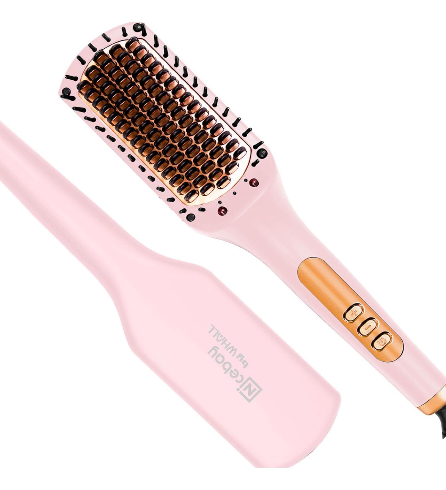 Nicebay Hair Straightener Brush Negative Ion Hair Straightening Brush for Women Anti-Scald & Auto-Off Feature Fast Heating & 6 Temp Settings