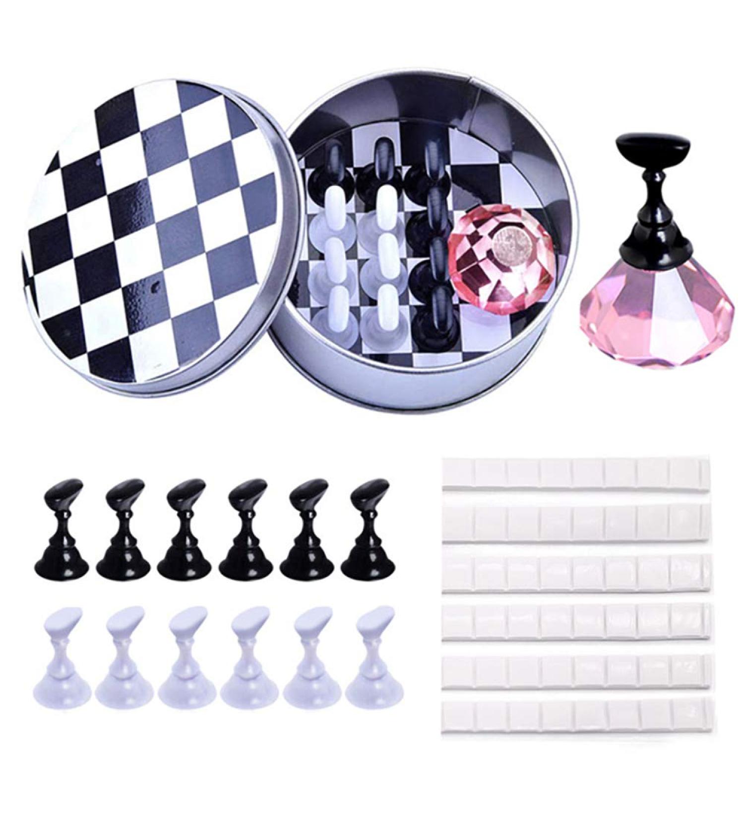 Kalolary Nail Art Holder Stand with 48pcs Clay Magnetic Tips Holders - Pink - Buy Online on GoSupps.com