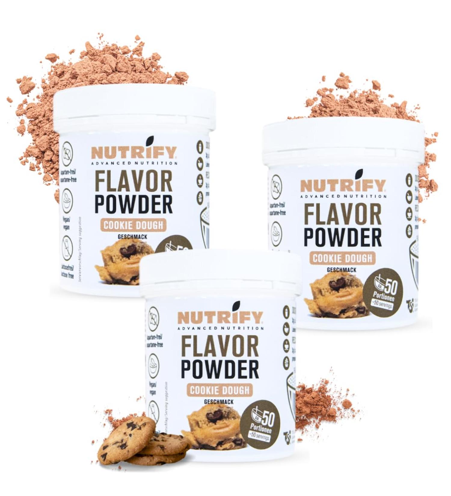  Nutrify NUTRIFY Cookie Dough Flavour Powder 3 x 150 g Low Calorie High Fiber Only 5.81 Kcal Per Serving for Sweetening Cooking and Refining Foods - Buy Online on GoSupps.com