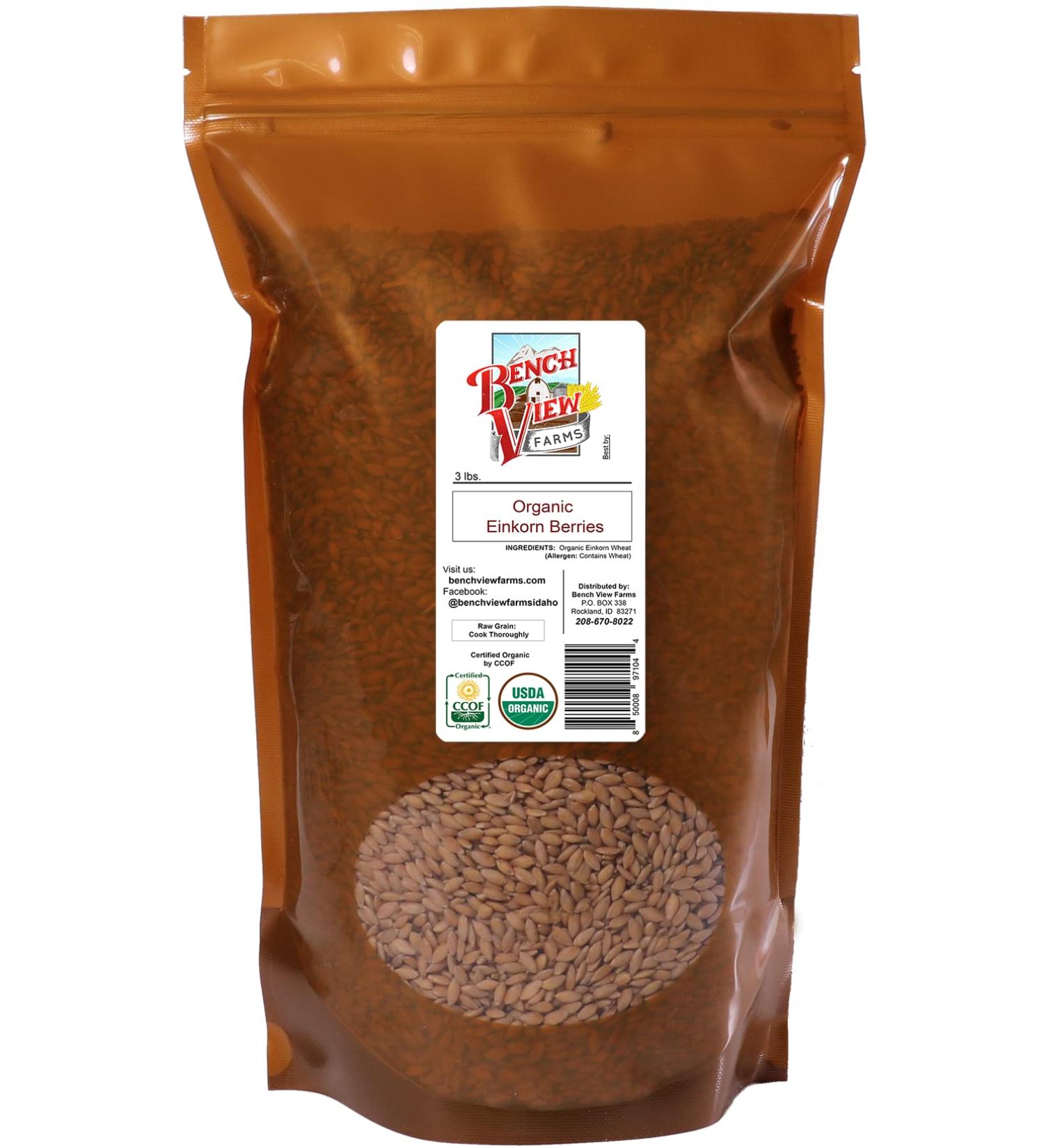 Organic Einkorn Wheat Berries 3lbs - Ancient Grain Superfood (1 Pack) - Buy Online on GoSupps.com