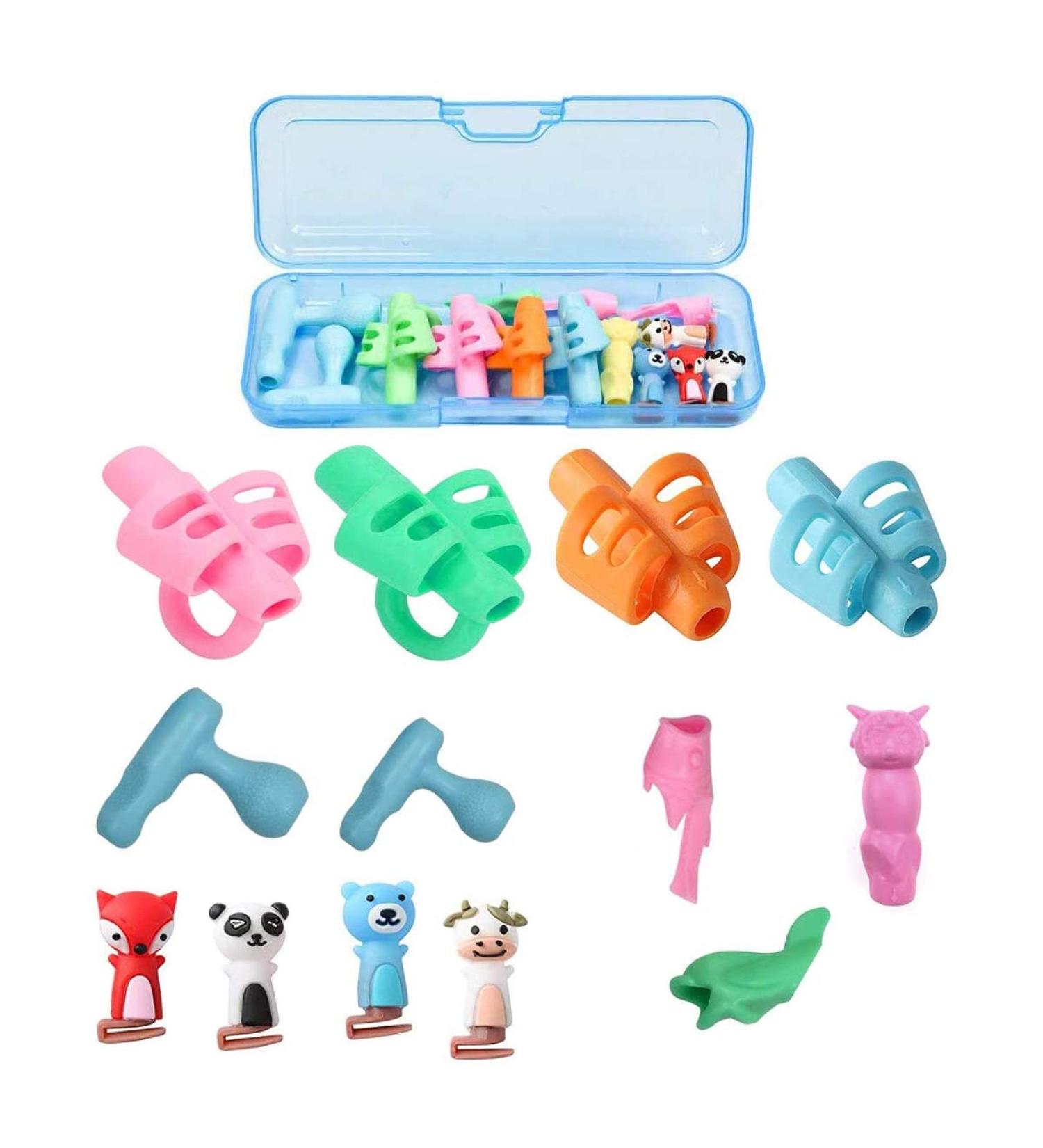 Baij Writing Aid for Children - 13-Piece Silicone Pencil Grips Set for Handwriting Correction | Multi-Colored Finger Grippers for Progressive Improvement - Buy Online on GoSupps.com