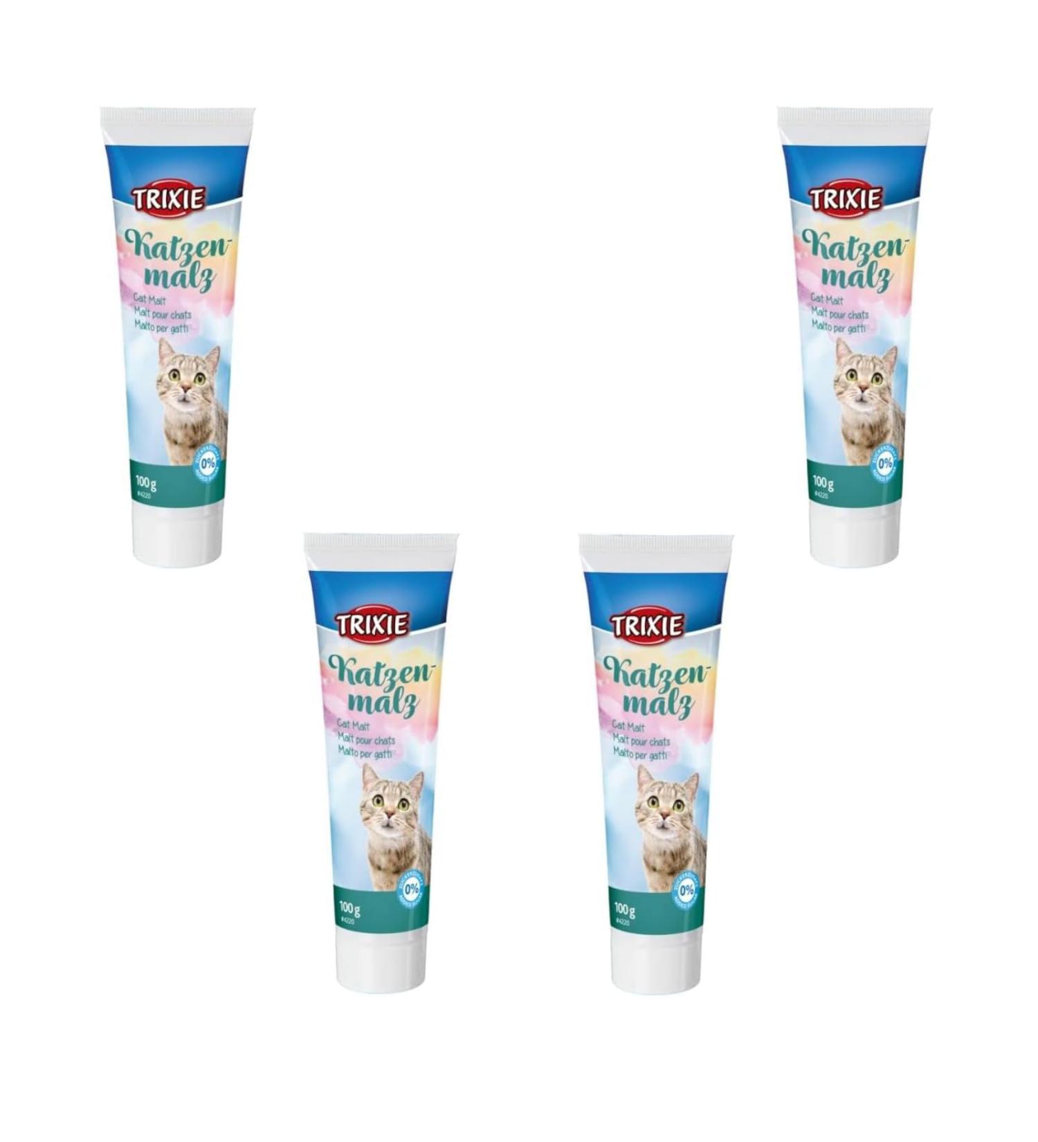 TRIXIE Malt for Cats | Pack of 4 | 4 x 100 g | Food Supplement for Cats That May Help with Hairball Formation | May Help Improve Digestion - Buy Online on GoSupps.com