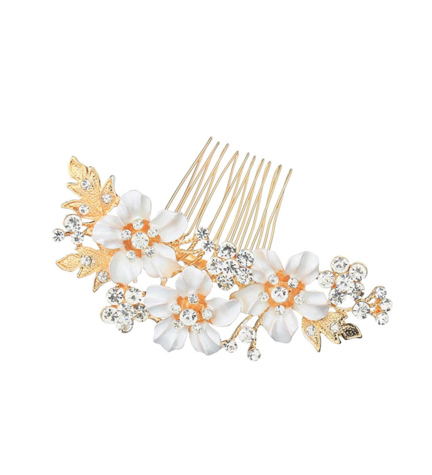 CALLARON Women Rhinestone Hair Comb Tiara Rhinestone Hairpin Floral Headdress Flowers Bride Comb Hair Comb Headpiece - Buy Online on GoSupps.com