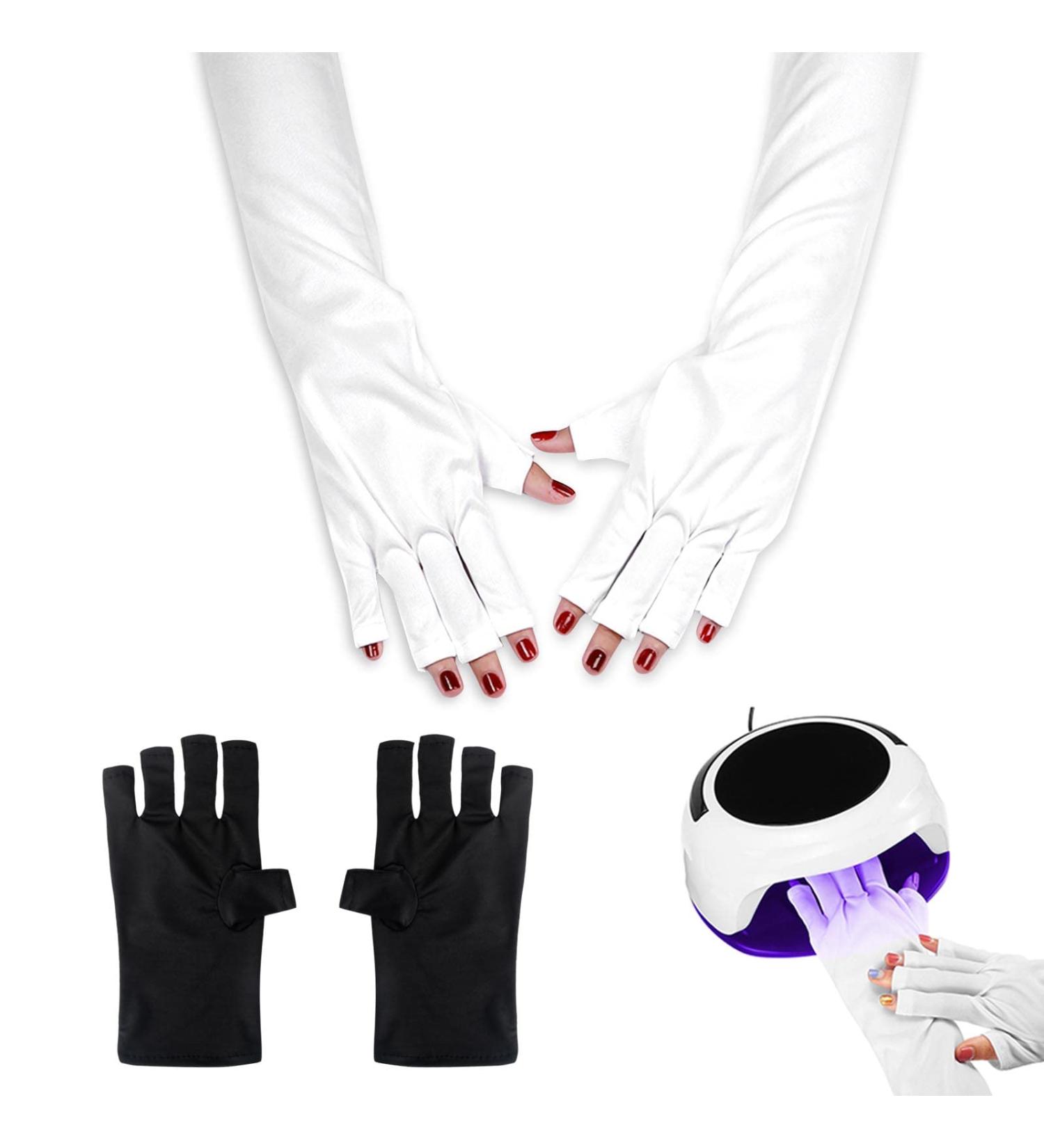 AYNKH UV Gloves 2 Pair for Gel Nails Anti UV Shield Gloves Gel Manicure Nail Art Dryer Tools to Protect Hands from UV Light Lamp Dryer Black White - Buy Online on GoSupps.com
