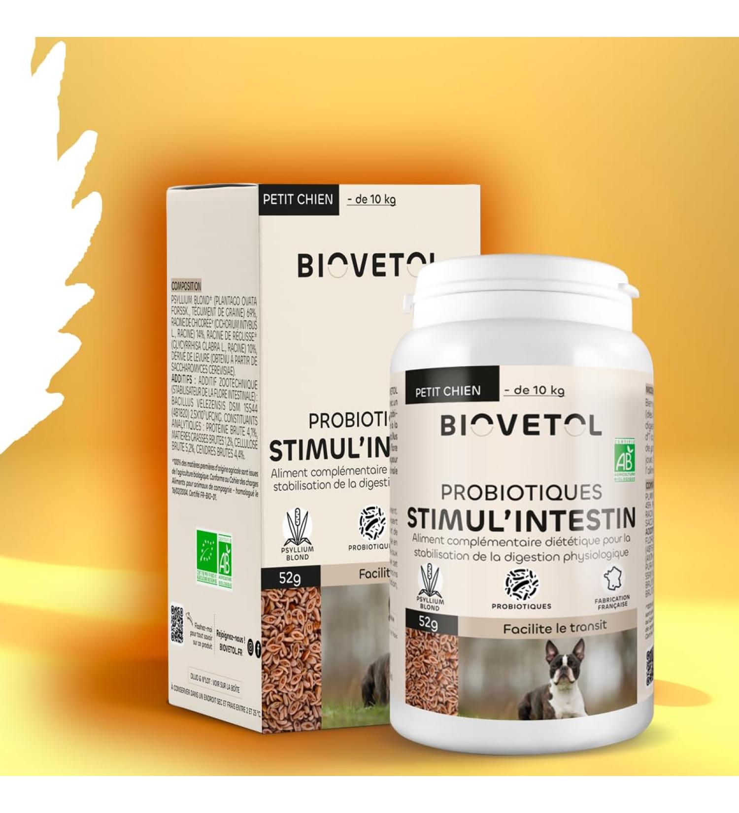 Biovetol - Probiotic Dog Bio Stimul'Intestin - Food Supplement for Dogs Special Transit - Large Dog (+ 10 kg) - 160 g