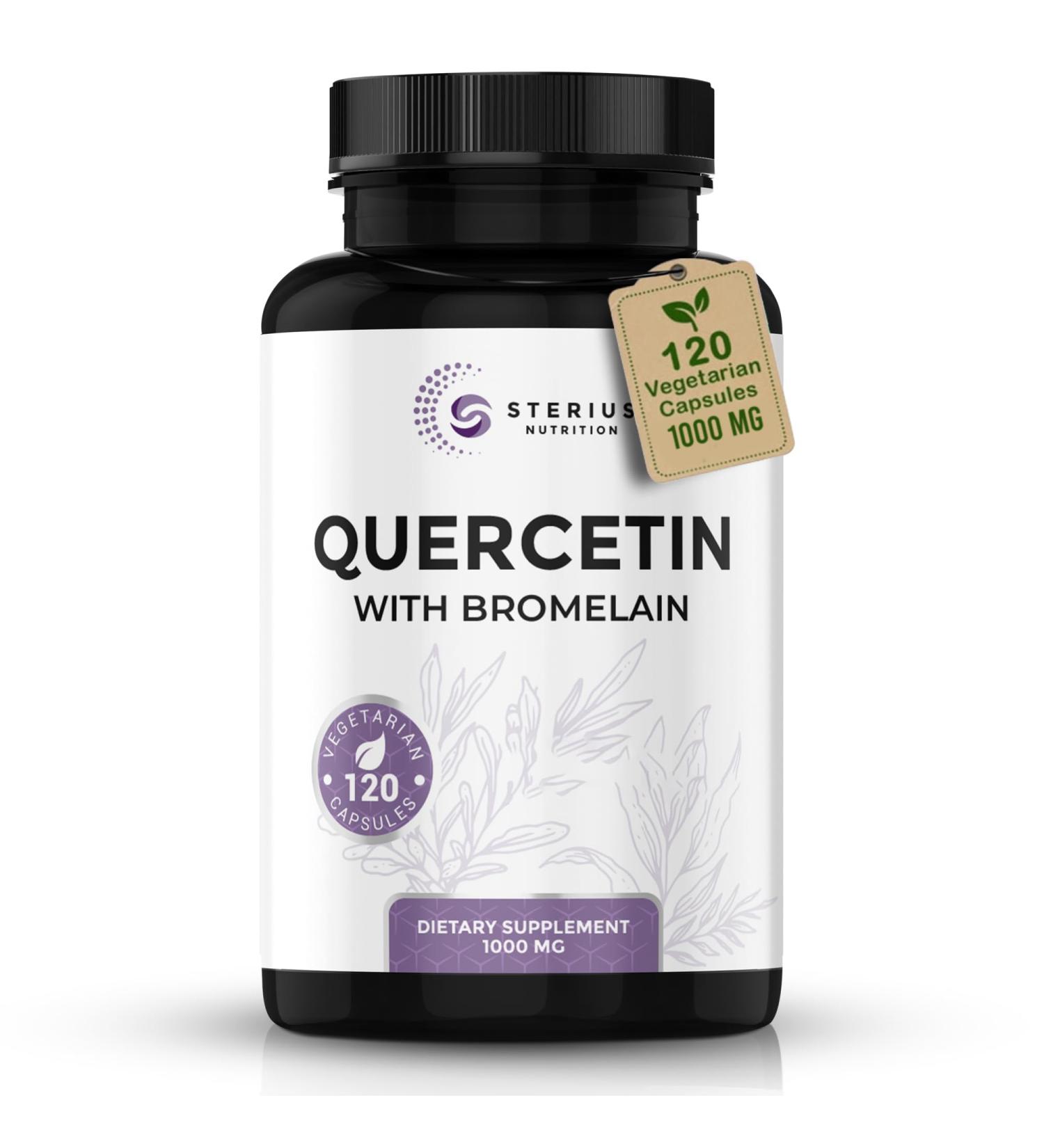 Quercetin with Bromelain 1000mg - Vegan Immune Support Supplement | 120 Non-GMO Veggie Capsules Made in USA - Buy Online on GoSupps.com