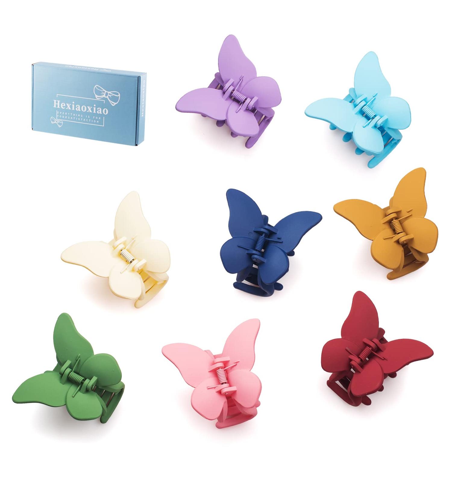 8PCS Butterfly Hair Clips for Women and Girls - Small & Medium 90s Style Claw Clips - Strong Hold for Thick and Thin Hair - 8 Colors - Buy Online on GoSupps.com