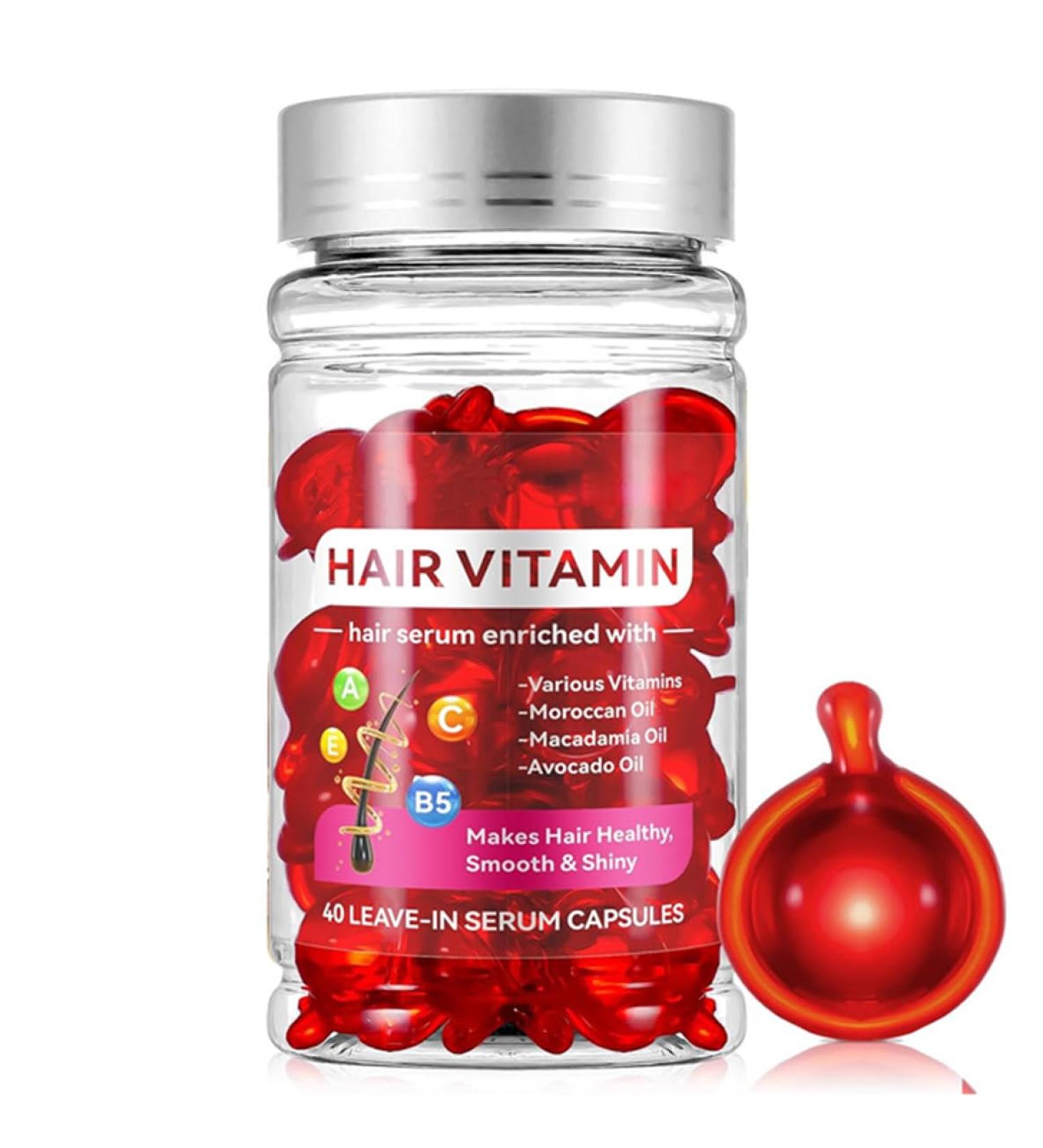 Hair Vitamin Serum Capsules - Nourishing Treatment with Moroccan Macadamia & Avocado Oil | No Rinse Conditioning Serum for All Hair Types - Buy Online on GoSupps.com