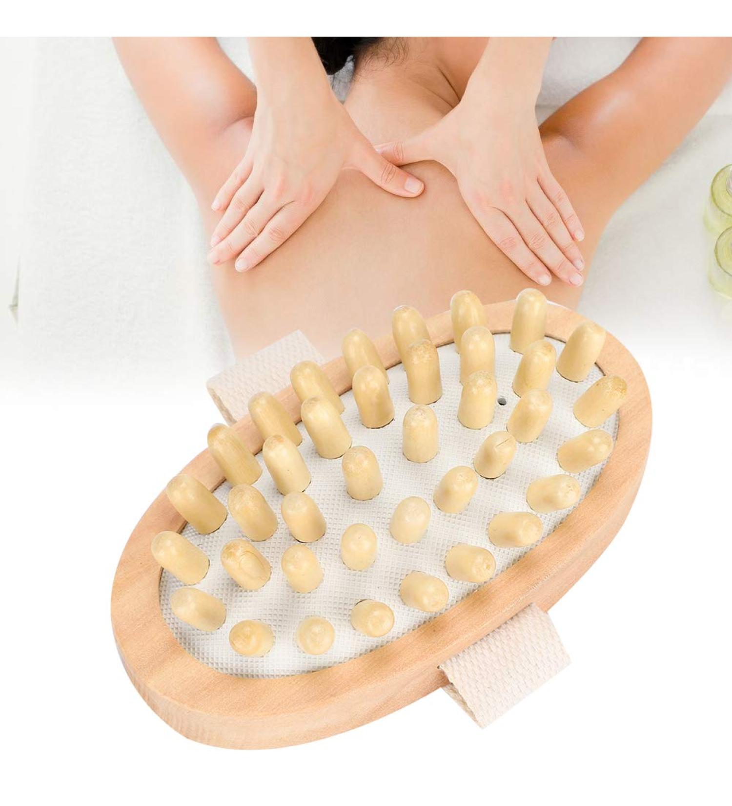 Natural Wood Body Brush | Cellulite Reduction & Improved Circulation | Back Peeling & Massage Device for Hair Skin & Whirlpool - Buy Online on GoSupps.com
