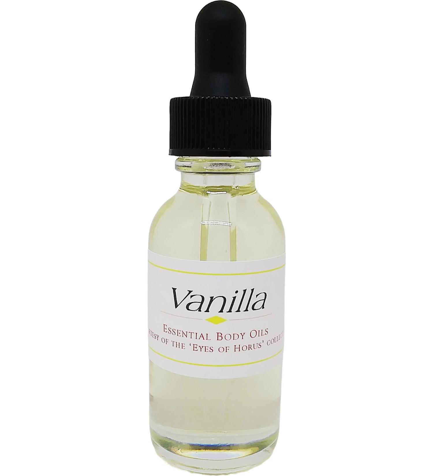 Vanilla Scented Body Oil Fragrance Glass Dropper Top - Gold - 1 oz. - ID#23195