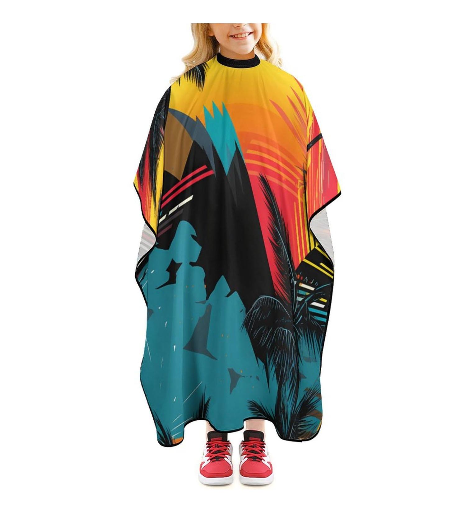 Tropical Palm Tree Hair Cutting Cape for Boys & Girls | Professional Barber Apron - International Shipping Available - Buy Online on GoSupps.com
