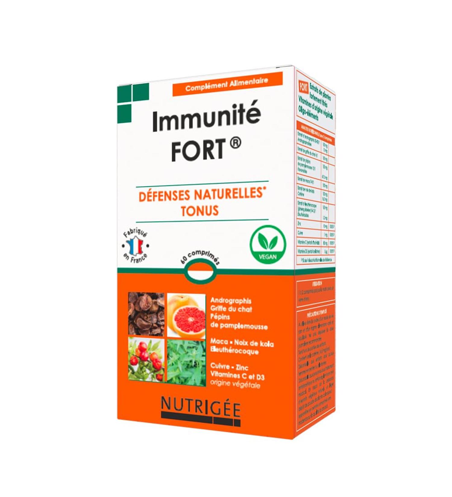 NUTRIG E - Immunit Fort - D fenses Naturelles Tonus - Stimule Les D fenses Naturelles Renforce Le Tonus R duit La Fatigue - 60 Comprim s - Programmes de 30 jours ou 60 Jours - Fabriqu en France 60 unit (Lot de 1) - Buy Online on GoSupps.com