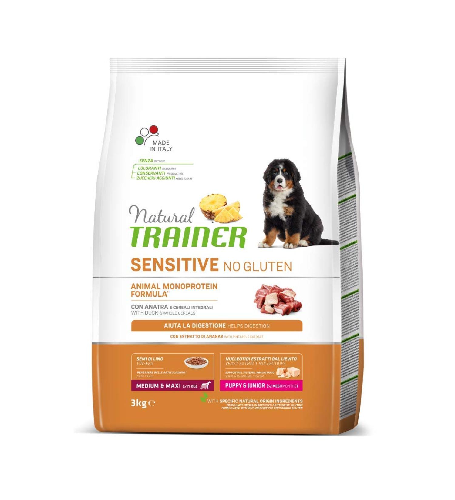 Trainer Sensitive No Gluten Puppy & Junior Medium Maxi Duck Dog 3 kg