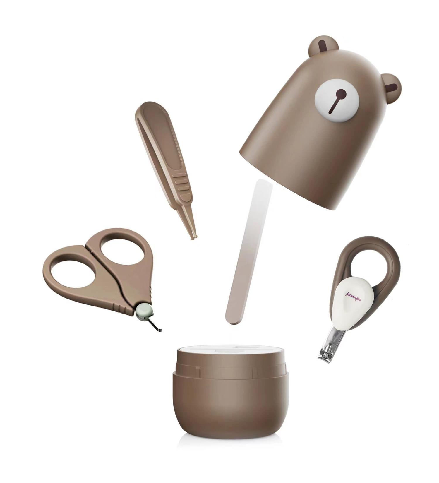 Baby Nail Clippers Set - Newborn Infant Nail Care Kit for New Parents Gift - Bear Coffee Design - Buy Online on GoSupps.com