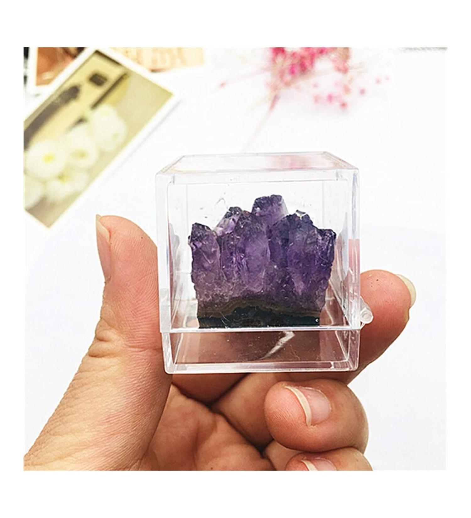 Natural Amethyst Specimen Crystal Stone and Crystal Quartz Crystal Cluster Box Home Desk Decor for dingchi 1sets - Buy Online on GoSupps.com