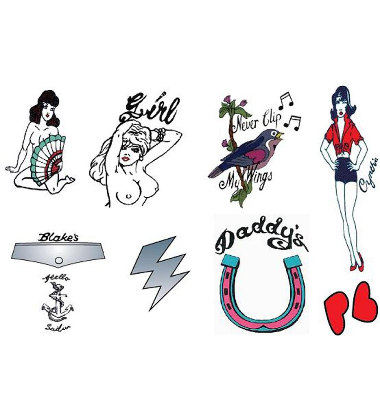 costumebase Deluxe Amy Wine Fancy Dress Tattoos Set of 9 Temporary Goth House