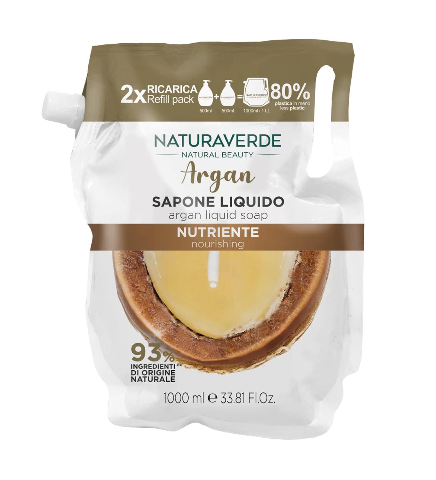  Naturaverde Naturaverde | Natural Beauty Argan Liquid Soap Refill Liquid Hand Soap Hand Soap Face Soap Hand Soap Refill Liquid Hand Soap Cleansing Nutritious 1000ml - Buy Online on GoSupps.com