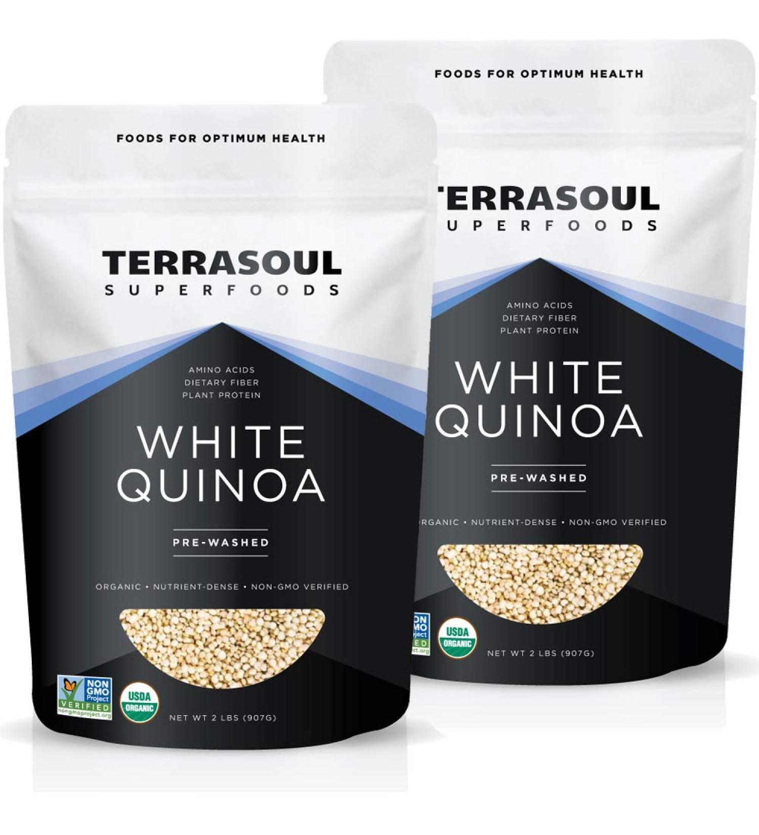 Terrasoul Superfoods Organic White Quinoa 4 lbs - Gluten-Free Whole Grain, Pre-Washed, Plant Protein, High Fiber - Buy Online on GoSupps.com