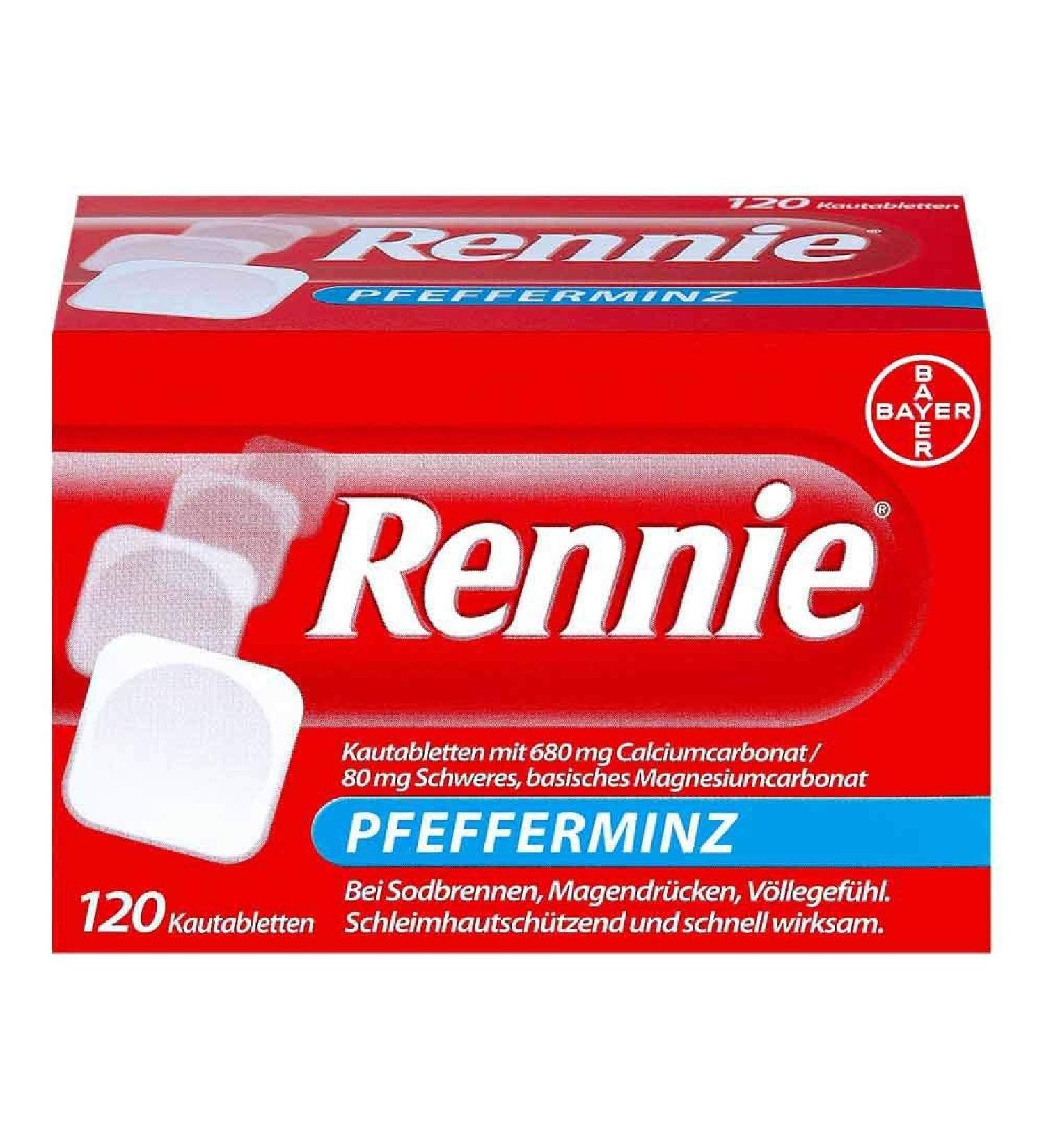 Rennie Peppermint 120 Chewable Tablets Relieve Heartburn & Acid Reflux Discomfort | Fast International Shipping - Buy Online on GoSupps.com