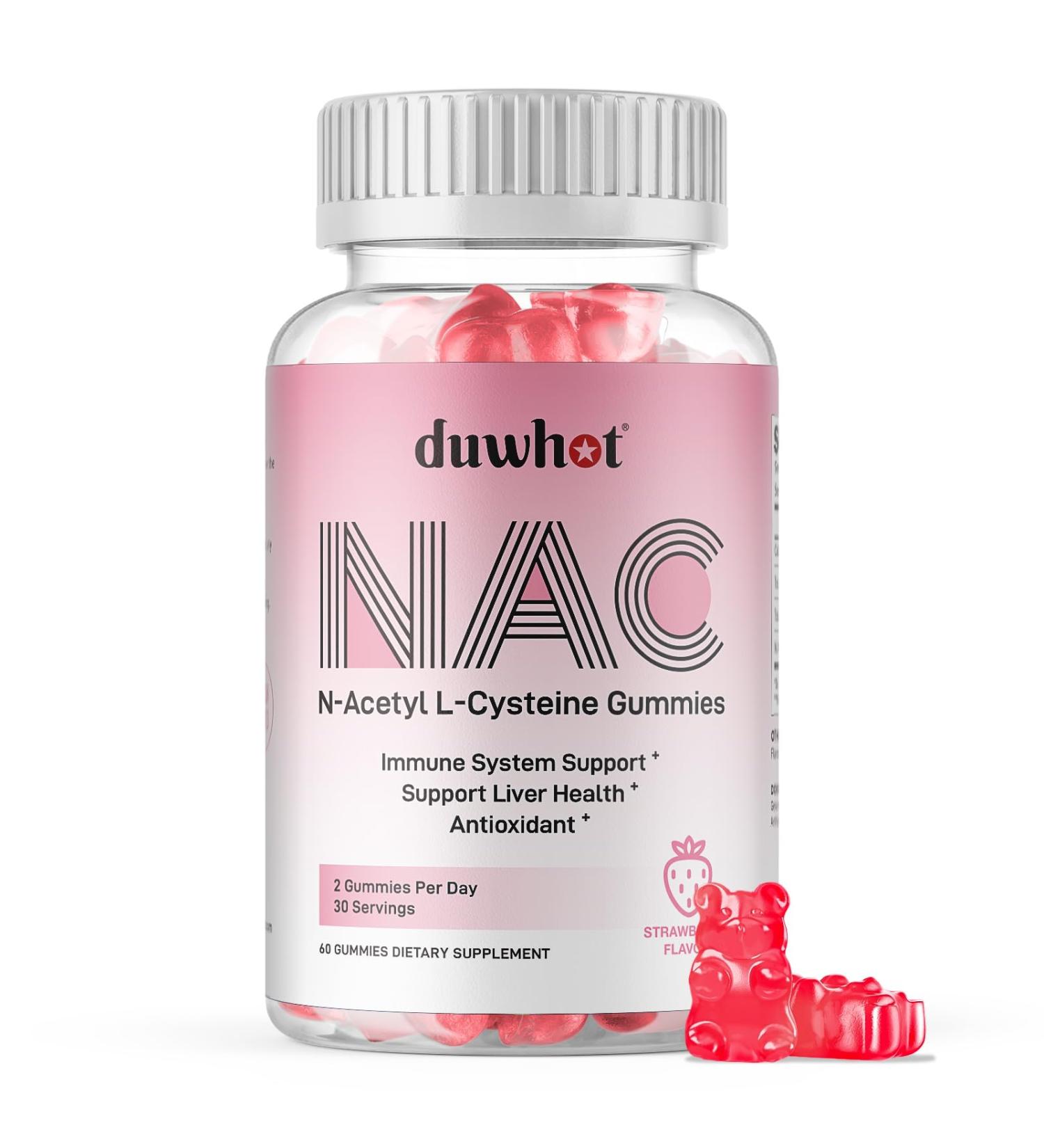 Buy NAC Gummies 600mg | N Acetyl Cysteine for Antioxidants Immune Support & Lung Health | Chewable Strawberry Flavor | 60ct International Shipping Available - Buy Online on GoSupps.com
