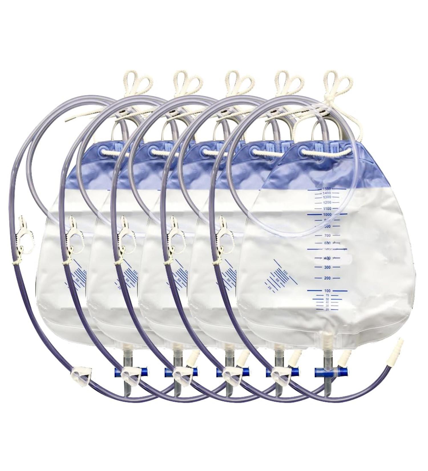 5Pc Urinary Drainage Bag with Anti-Reflux Chamber 1500ml Leg Bag Urinary Bag for Home and Hospitals Health Aids - Buy Online on GoSupps.com