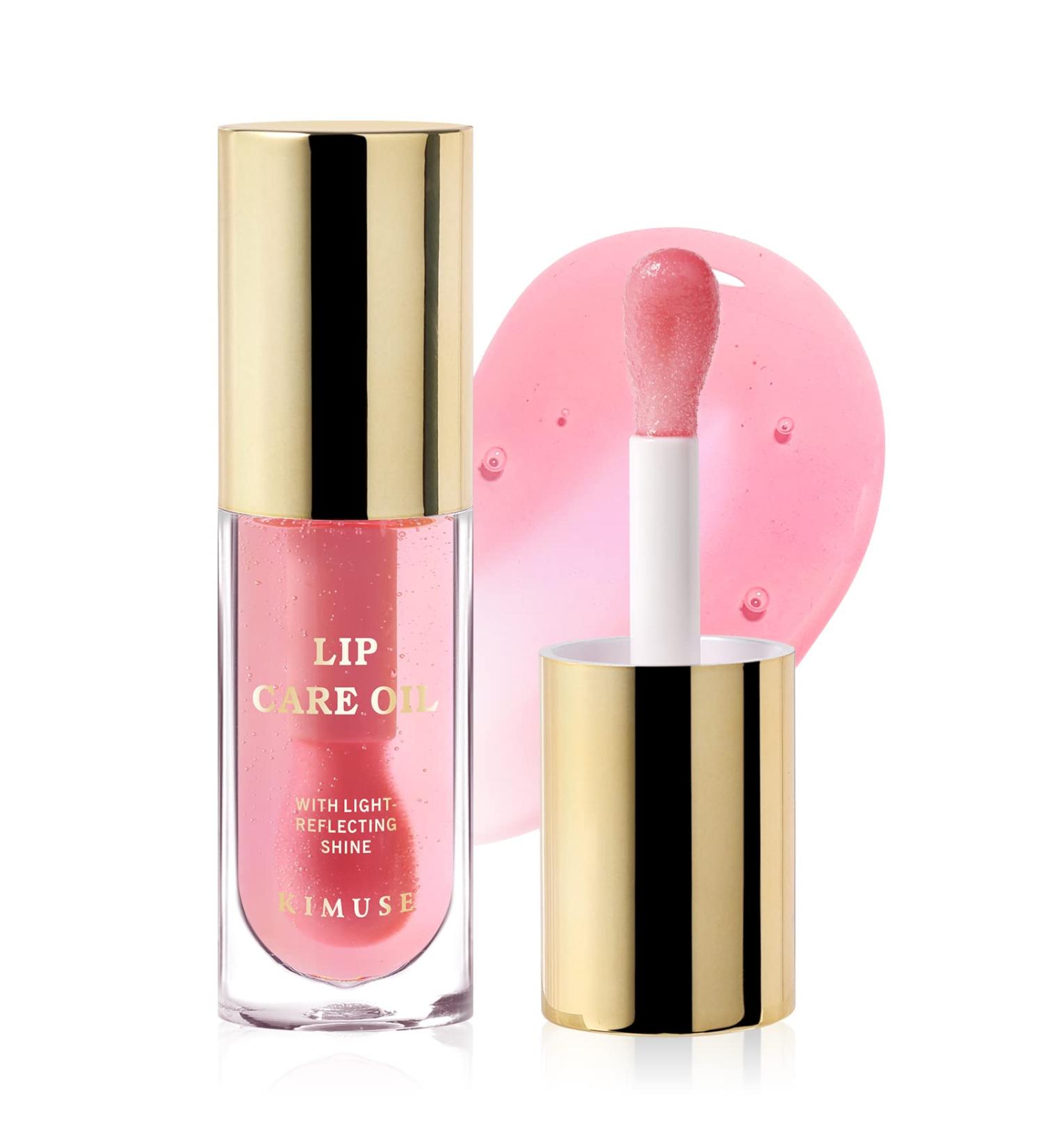 KIMUSE Sheer Lip Oil - Hydrating Lip Plumper Gloss for Dry Lips - Pink Tinted Lip Care with High Shine Finish - Buy Online on GoSupps.com