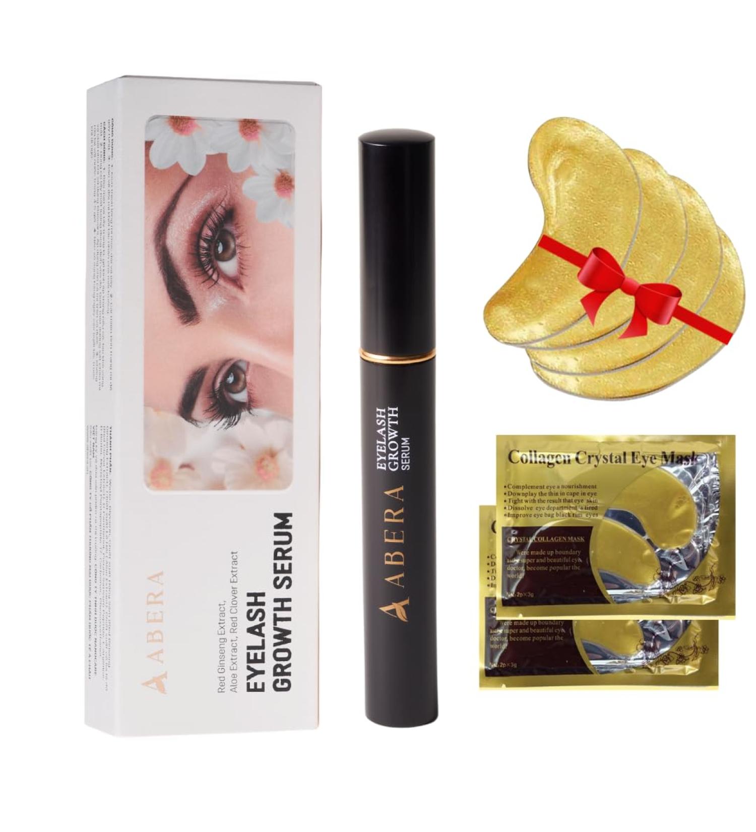 Abera Misan Eyelash Growth Serum - Natural Lash Booster and Lash Enhancer Regenerating and Nourishing Lashes Longer and Thicker (1 Box + 5 Eye Patches)