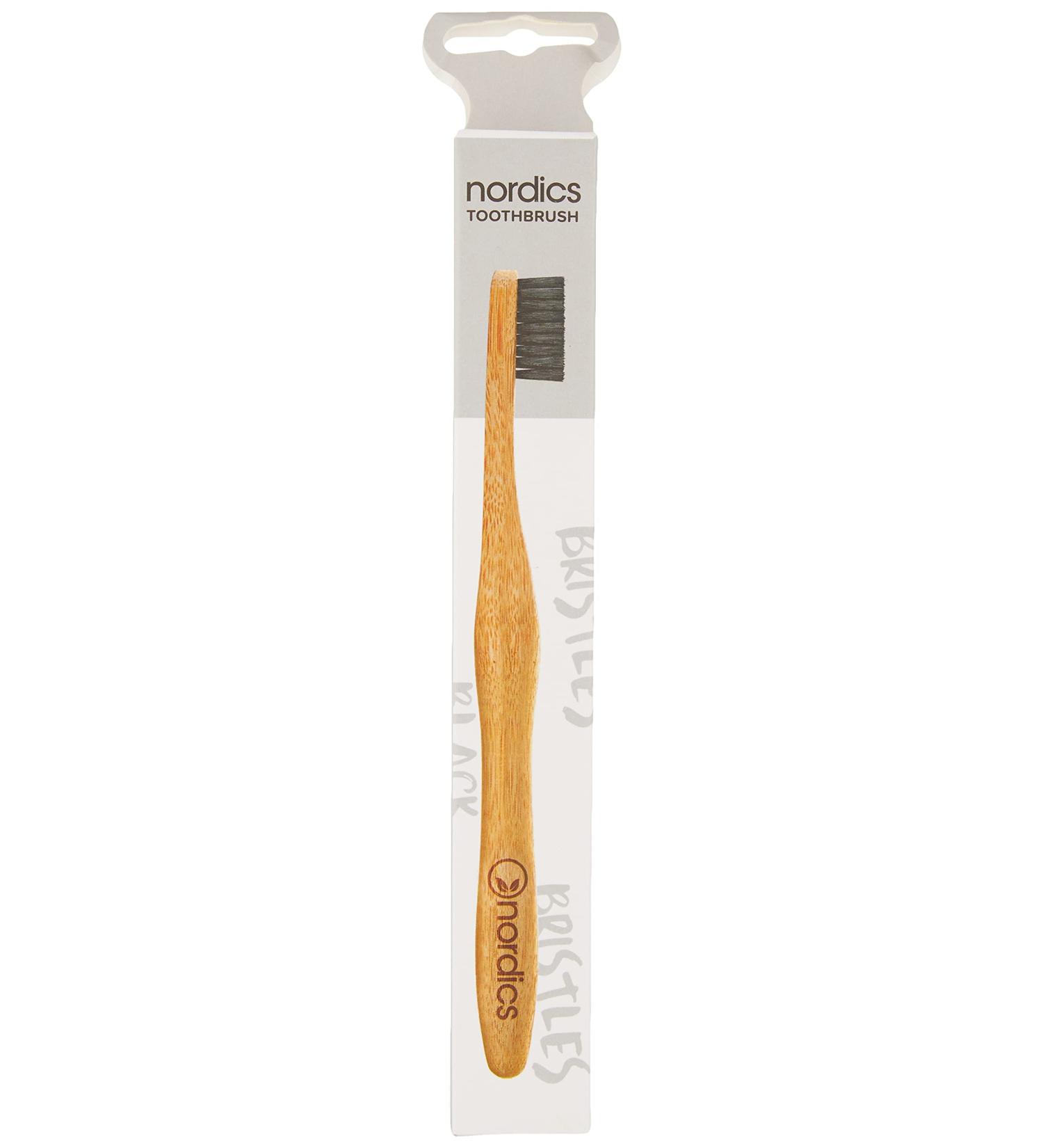 Nordics Organic Eco Toothbrush - Bamboo with Activated Carbon Bristles for Sustainable Dental Care - Buy Online on GoSupps.com