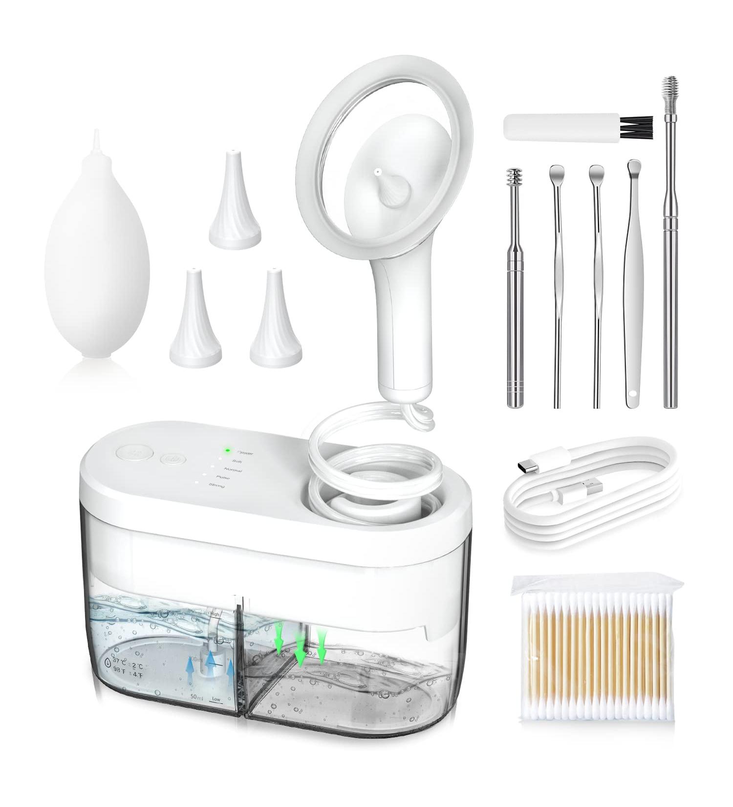 Temodu Ear Wax Removal Tool Kit - Water-Powered Ear Cleaner with 3 Nozzles and 5 Ear Picks | Effective Ear Irrigation Flushing System for Ear Wax Buildup Removal - Buy Online on GoSupps.com