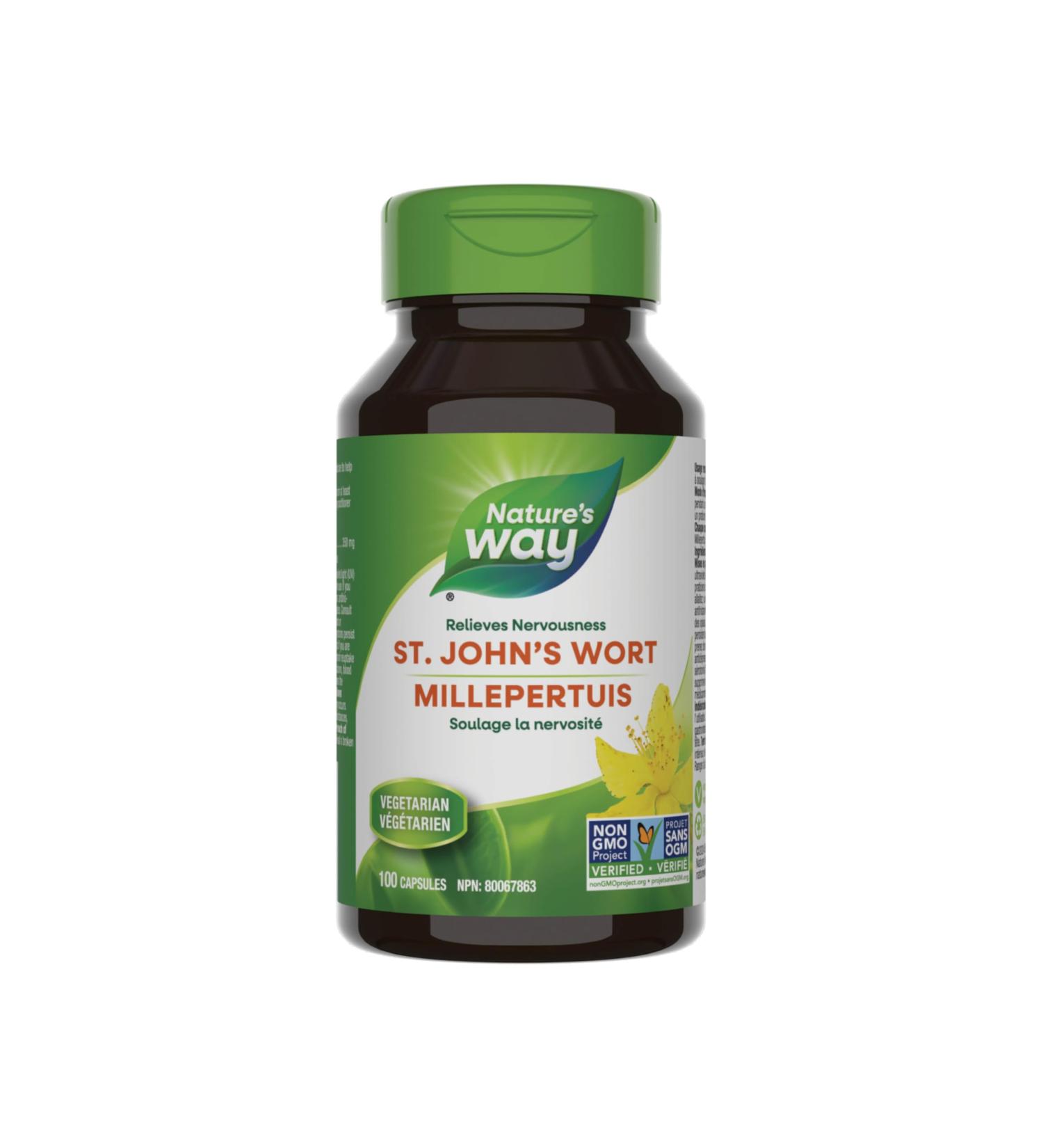 Nature's Way St. John s Wort Relieves Nervousness 100 Vegetarian Capsules - Buy Online on GoSupps.com