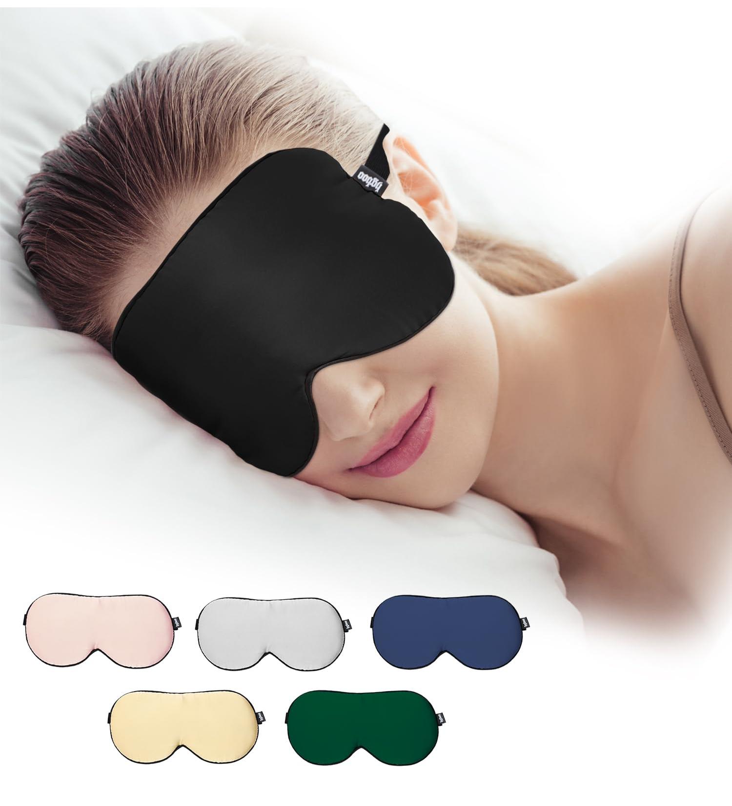 Luxury Pure Silk Sleep Mask | 100% Mulberry Silk | Double-Sided Soft | Adjustable Strap | Full Light Blocking | Ideal for Travel & Sleep (Black - Buy Online on GoSupps.com