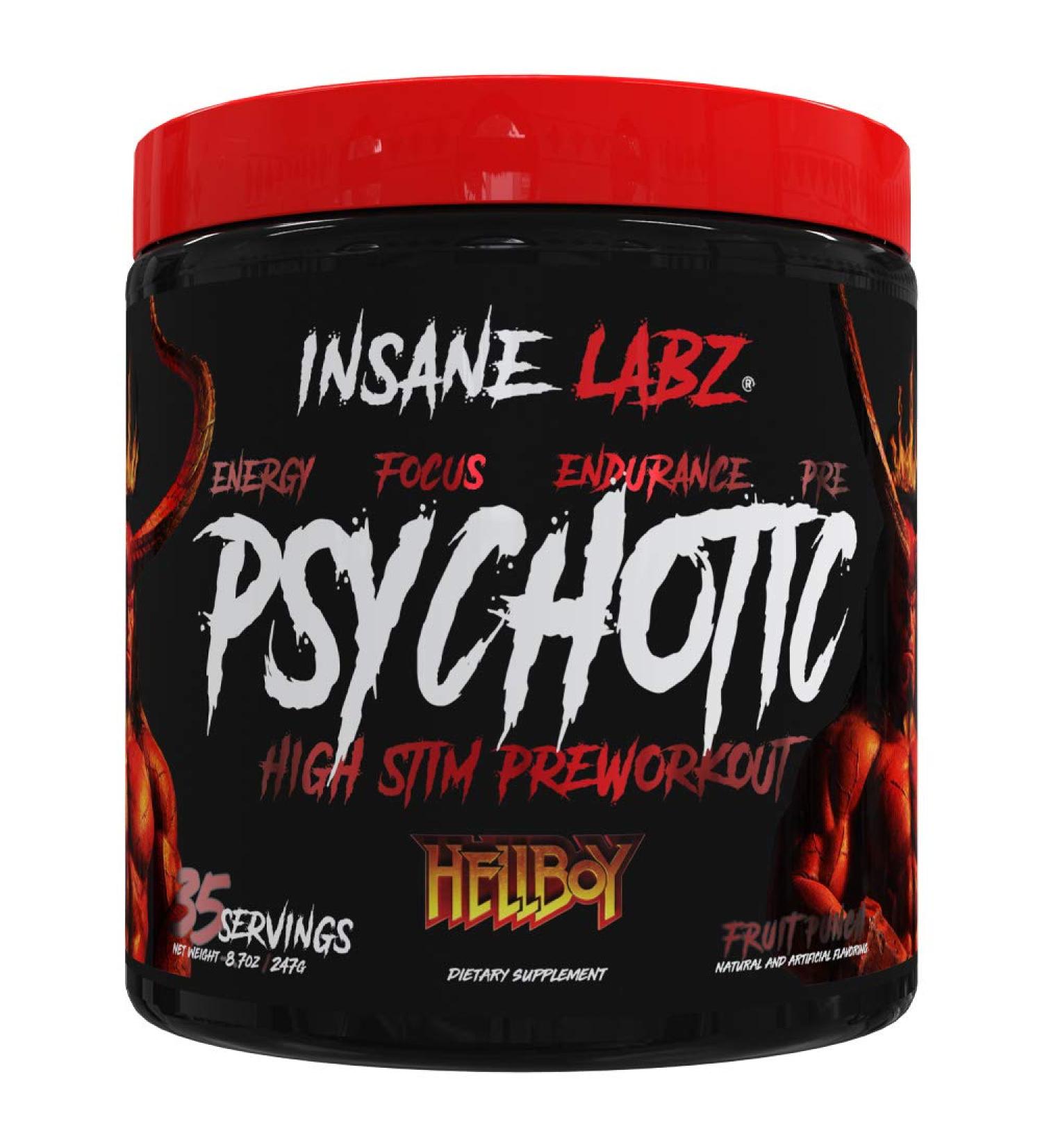 Insane Labz Hellboy Edition Pre Workout Powder - High Stimulant NO Booster with Beta Alanine, L Citrulline, Caffeine - Boost Focus, Energy, Endurance, Nitric Oxide - 35 Servings Fruit Punch - Buy Online on GoSupps.com