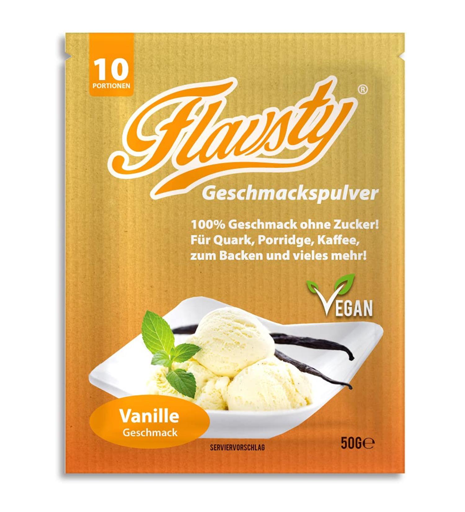 Flavsty Vanilla Flavor Powder Sample 50g | Vegan & Sugar-Free | 10 Portions of Aroma & Flavor Powder - Buy Online on GoSupps.com