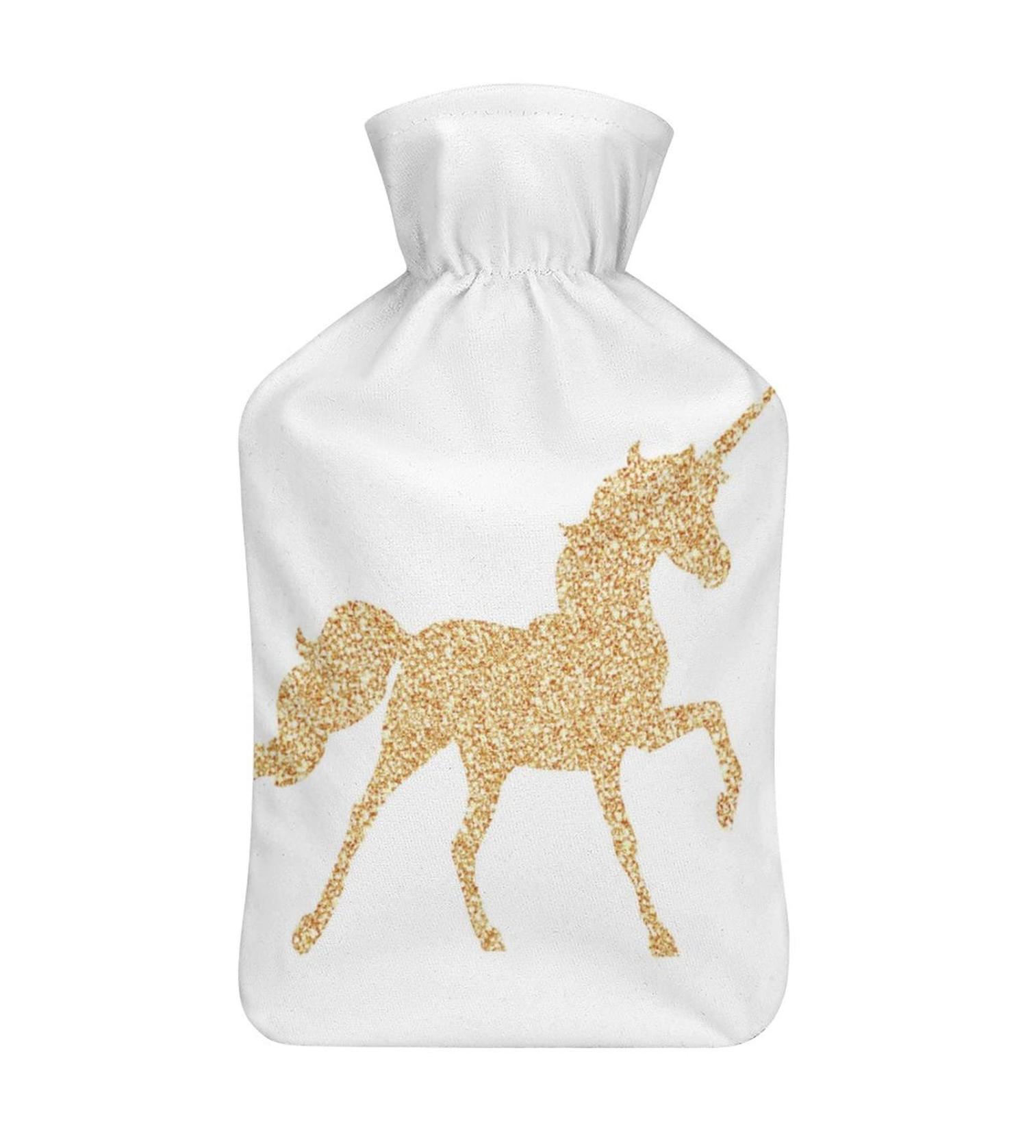 Golden Horse Hot Water Bottle with Plush Cover | Hand Warmer for Adults & Children | 26.5x15.3cm | International Shipping Available - Buy Online on GoSupps.com