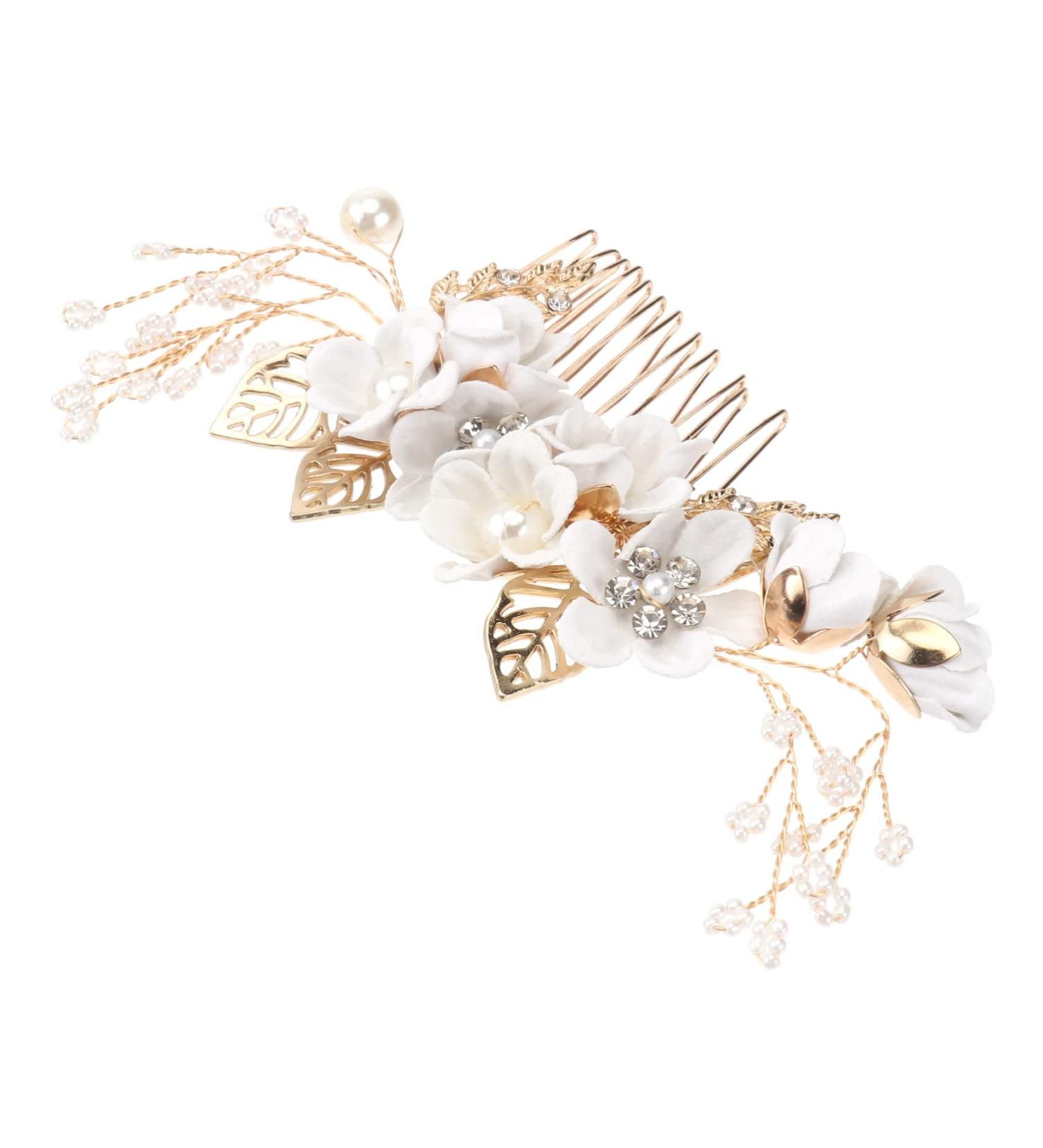 FRCOLOR Special Occasion Headpiece wedding hair for brides Flower hair rhinestone hair bridal hair clip wedding combs for hair for bride Alloy fancy white crystal Bridesmaid Hair Comb - Buy Online on GoSupps.com