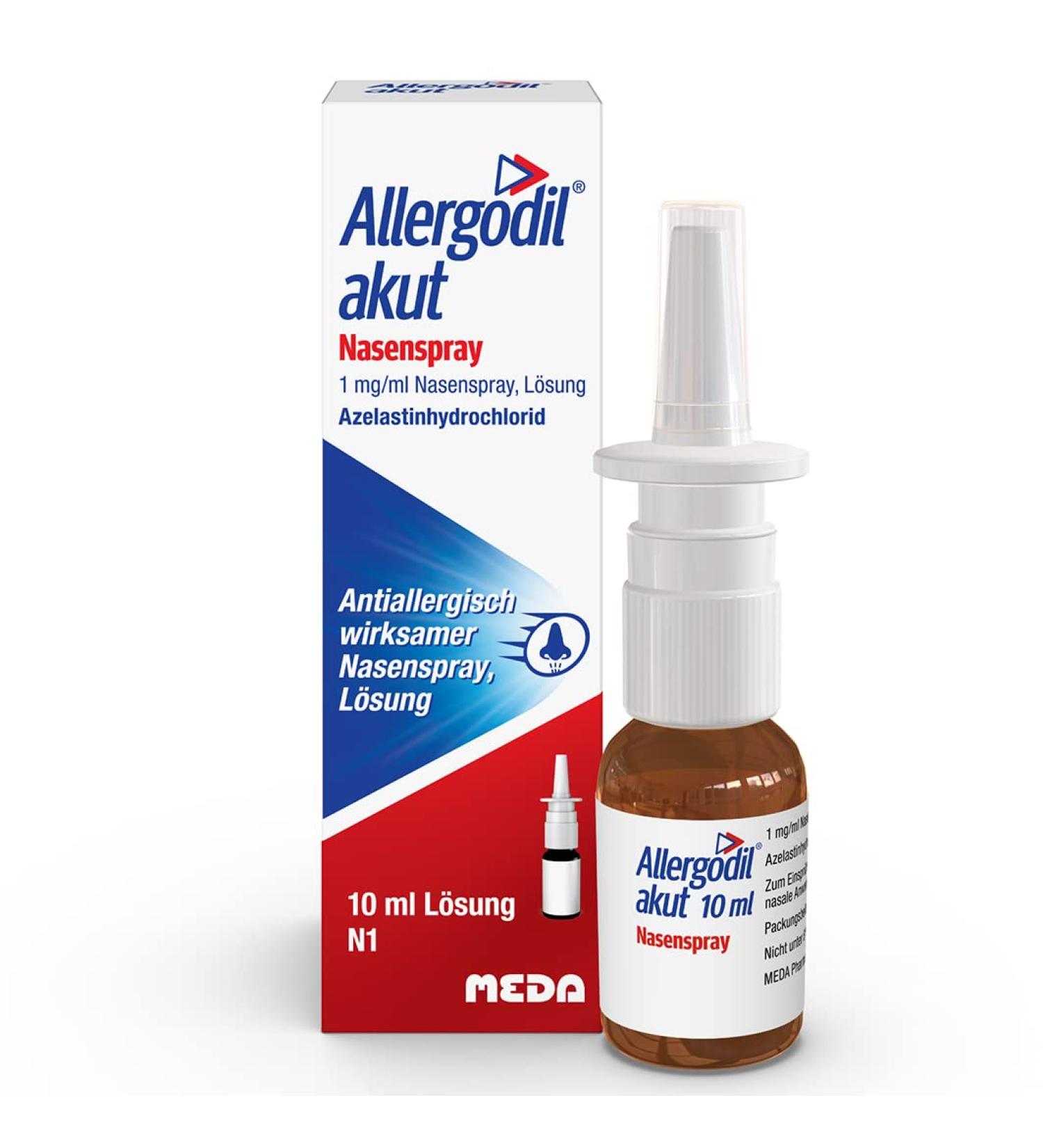 Allergodil Acute Nasal Spray - Azelastine for Hay Fever & Allergic Rhinitis | 10 ml Solution - Buy Online on GoSupps.com