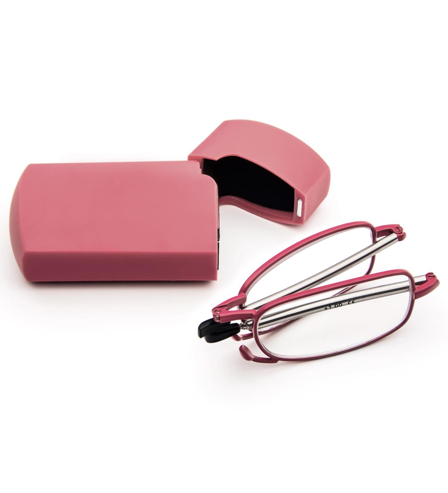 Cokobin Foldable Reading Glasses - Stainless Steel Anti-Blue Light - Pink +1.5 Compact Case - Perfect Reading Aid for Men & Women - Buy Online on GoSupps.com