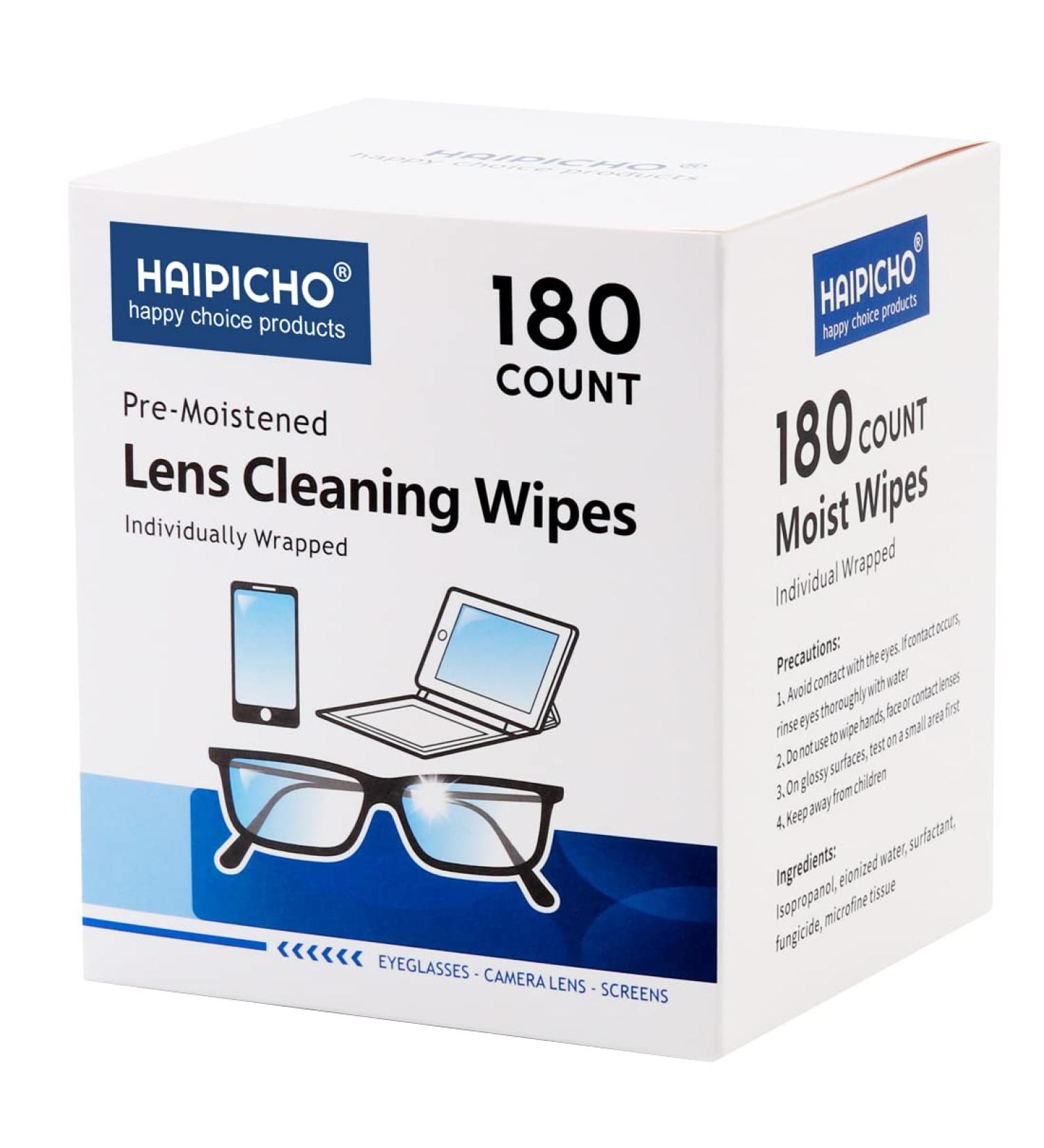 180 Individually Wrapped Lens Cleaning Wipes - Safe & Quick-Drying Glasses and Screen Cleaner - Buy Online on GoSupps.com